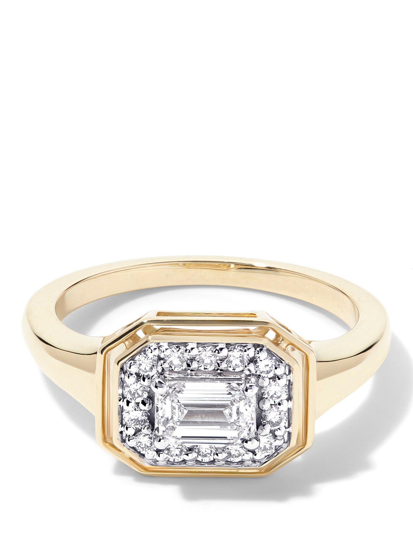 Image 1 of 4 of Created Brilliance Clara 9ct Yellow Gold 0.71ct tw. Lab Grown Diamond East- West Bezel Set Cluster Ring