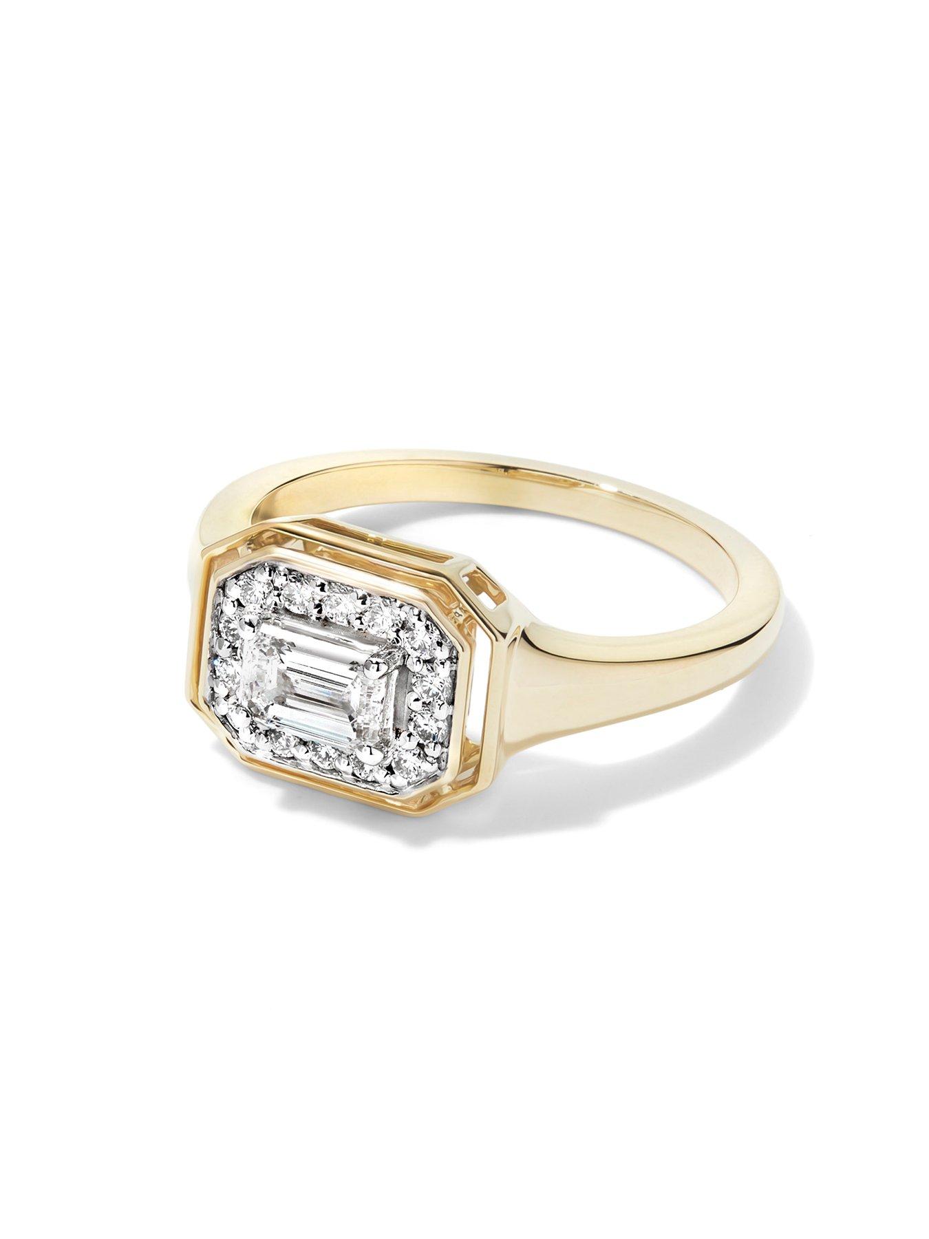 Image 2 of 4 of Created Brilliance Clara 9ct Yellow Gold 0.71ct tw. Lab Grown Diamond East- West Bezel Set Cluster Ring
