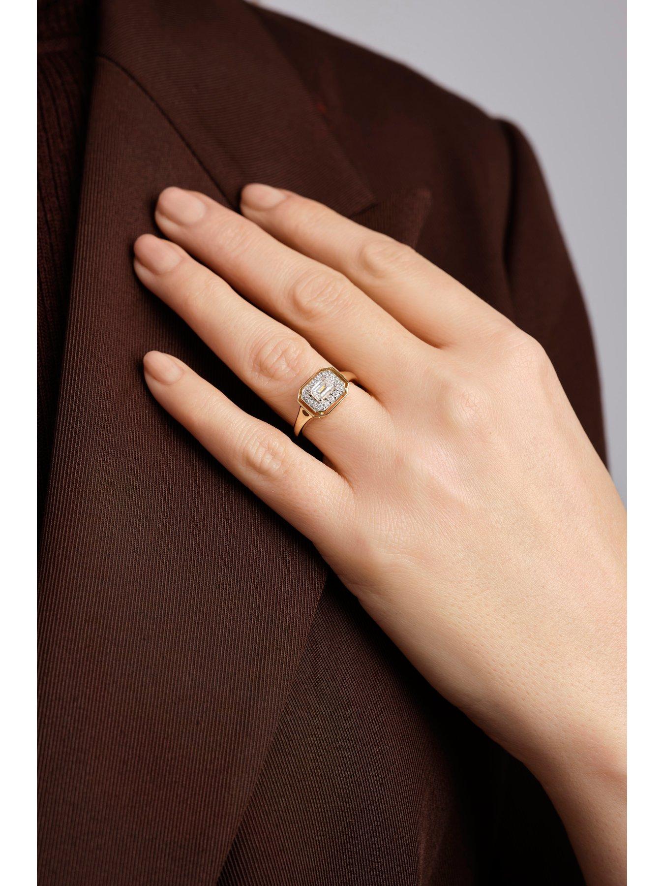 Image 3 of 4 of Created Brilliance Clara 9ct Yellow Gold 0.71ct tw. Lab Grown Diamond East- West Bezel Set Cluster Ring