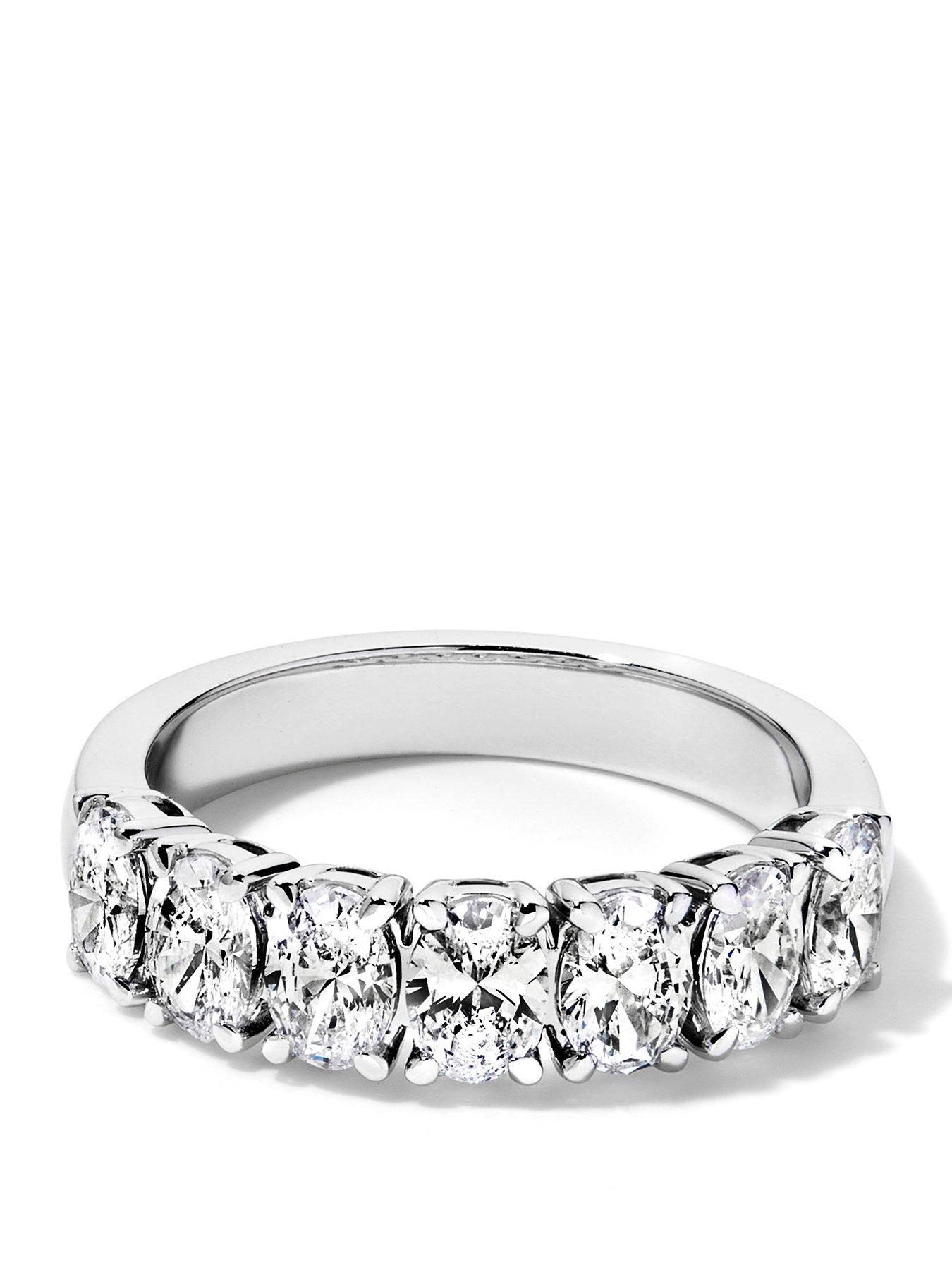 Image 1 of 4 of Created Brilliance Carmen 9ct White Gold 1.69ct tw. Lab Grown Diamond Oval Seven Stone Eternity Band Ring