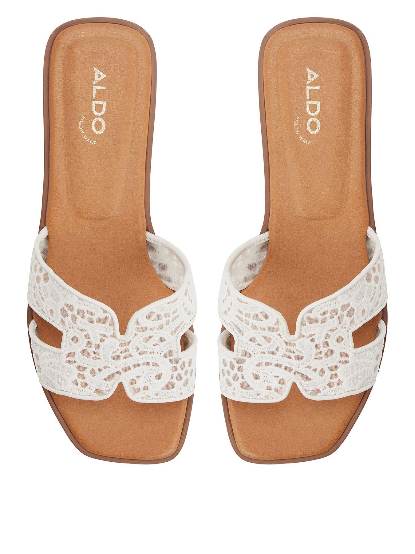 Aldo Itsandal Textile Flat Sandals - White/bone