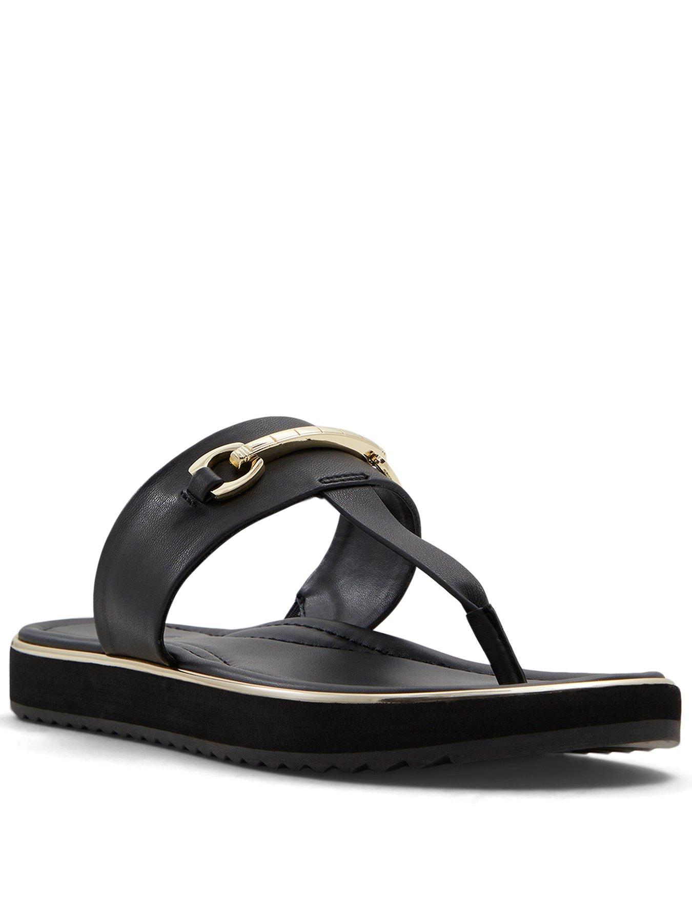 Aldo Deverena Synthetic Beach Sandals - Black