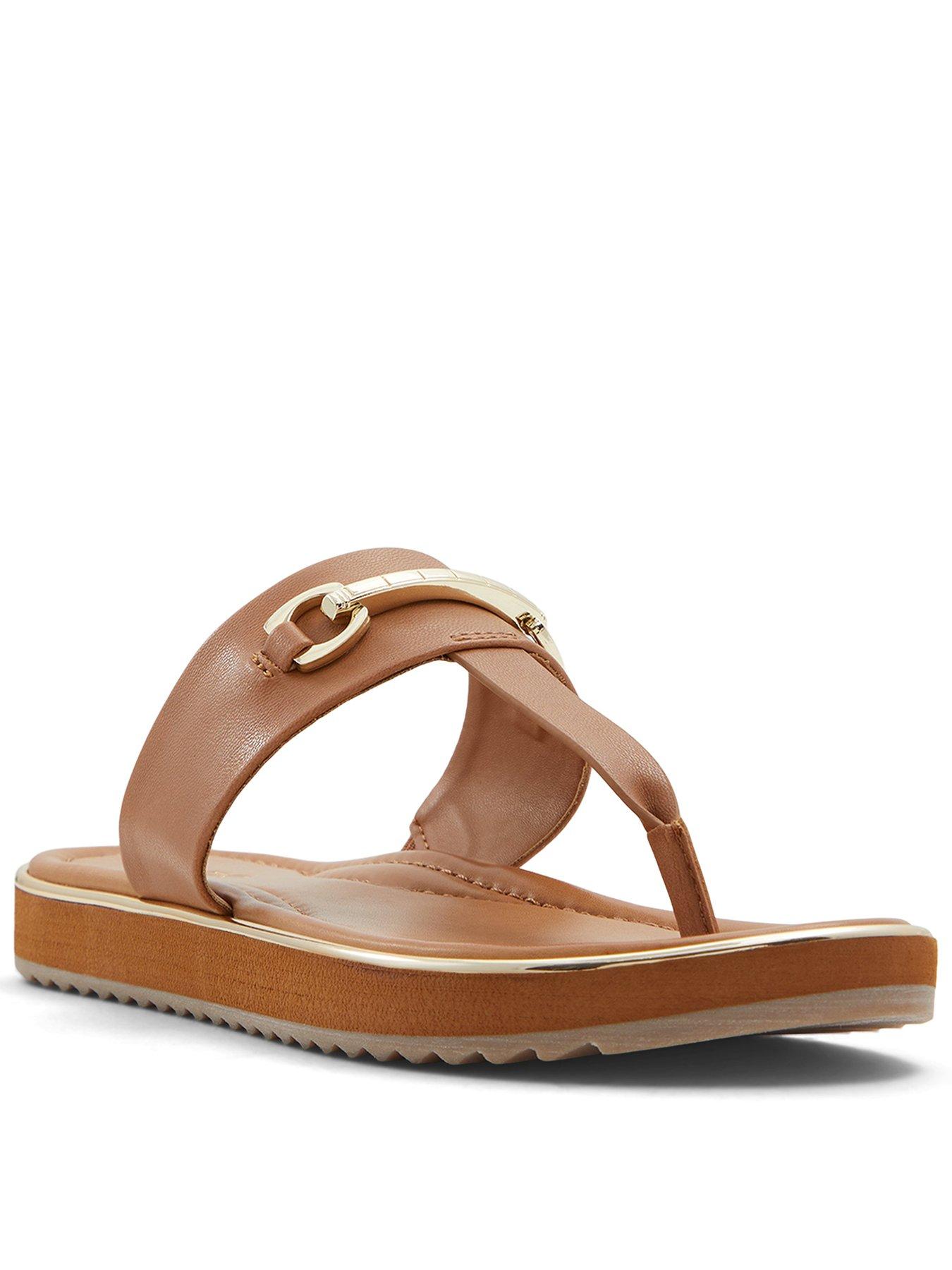 Aldo Deverena Synthetic Beach Sandals - Dark Beige