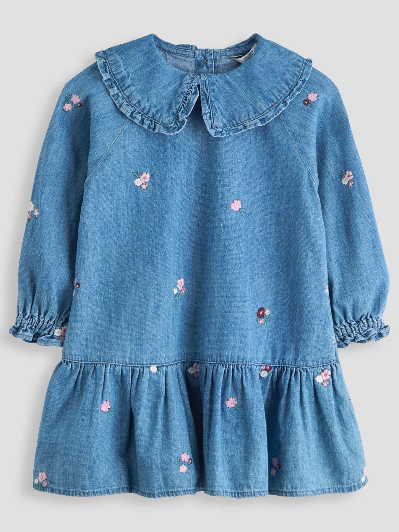 The Very Collection Girl Denim Embroidered Dress