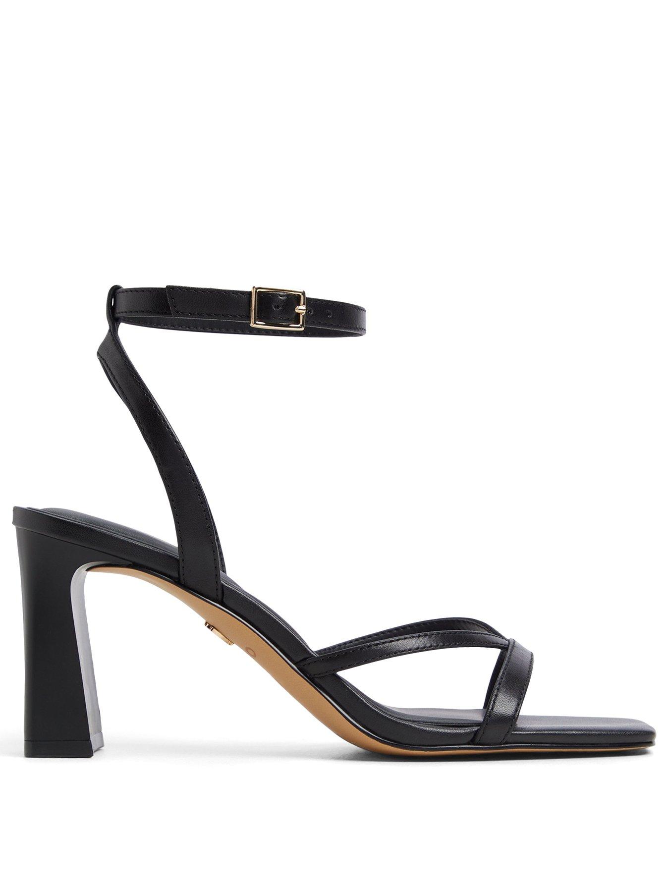 Image 2 of 5 of Aldo Stellare Leather Heeled Sandals - Other Black
