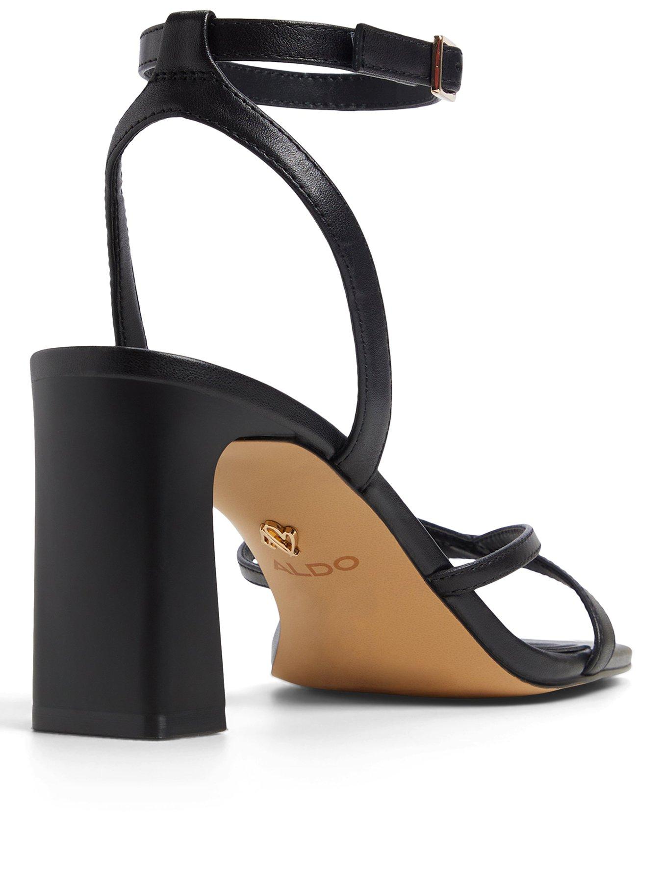 Image 3 of 5 of Aldo Stellare Leather Heeled Sandals - Other Black