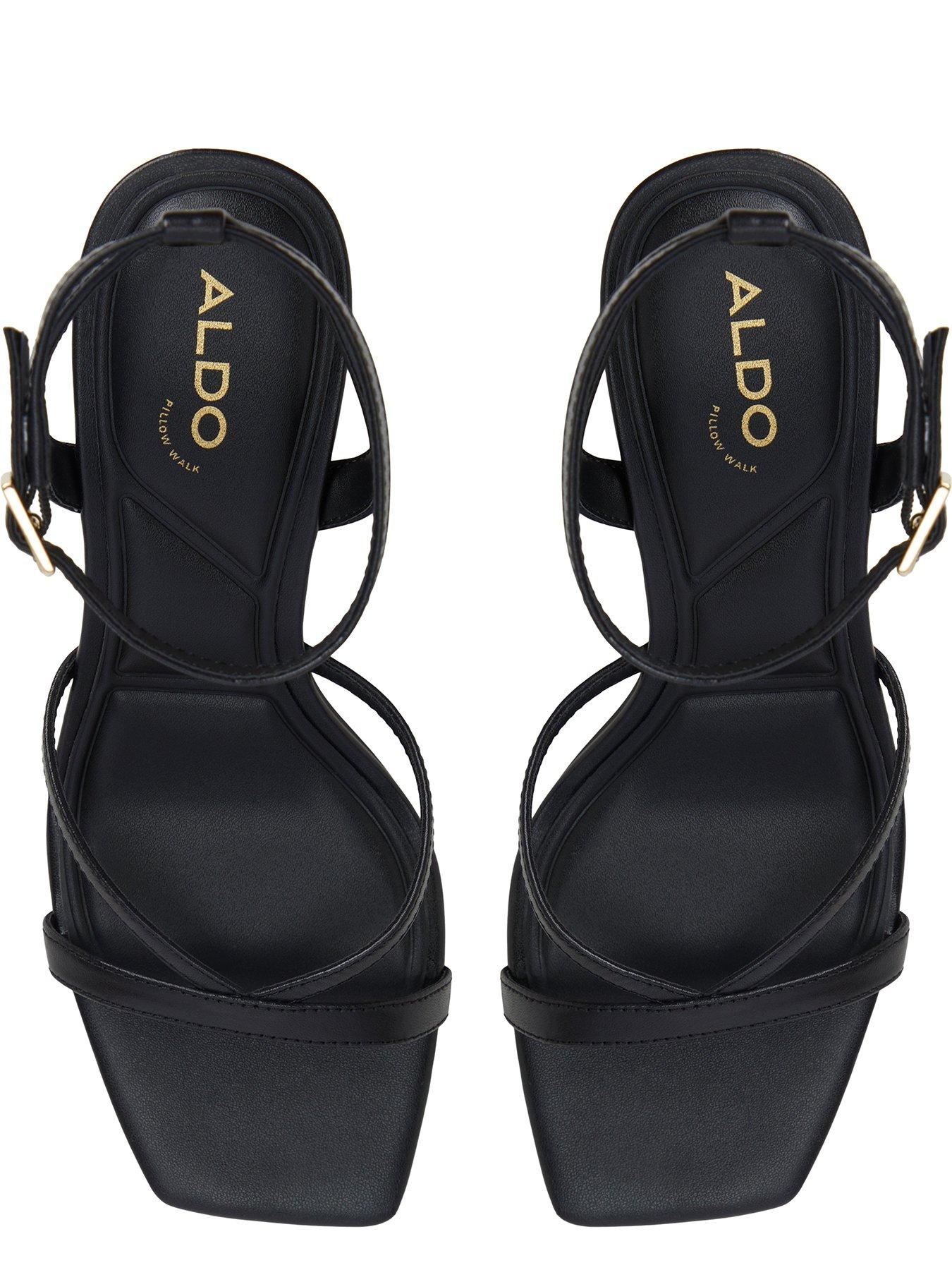 Image 4 of 5 of Aldo Stellare Leather Heeled Sandals - Other Black