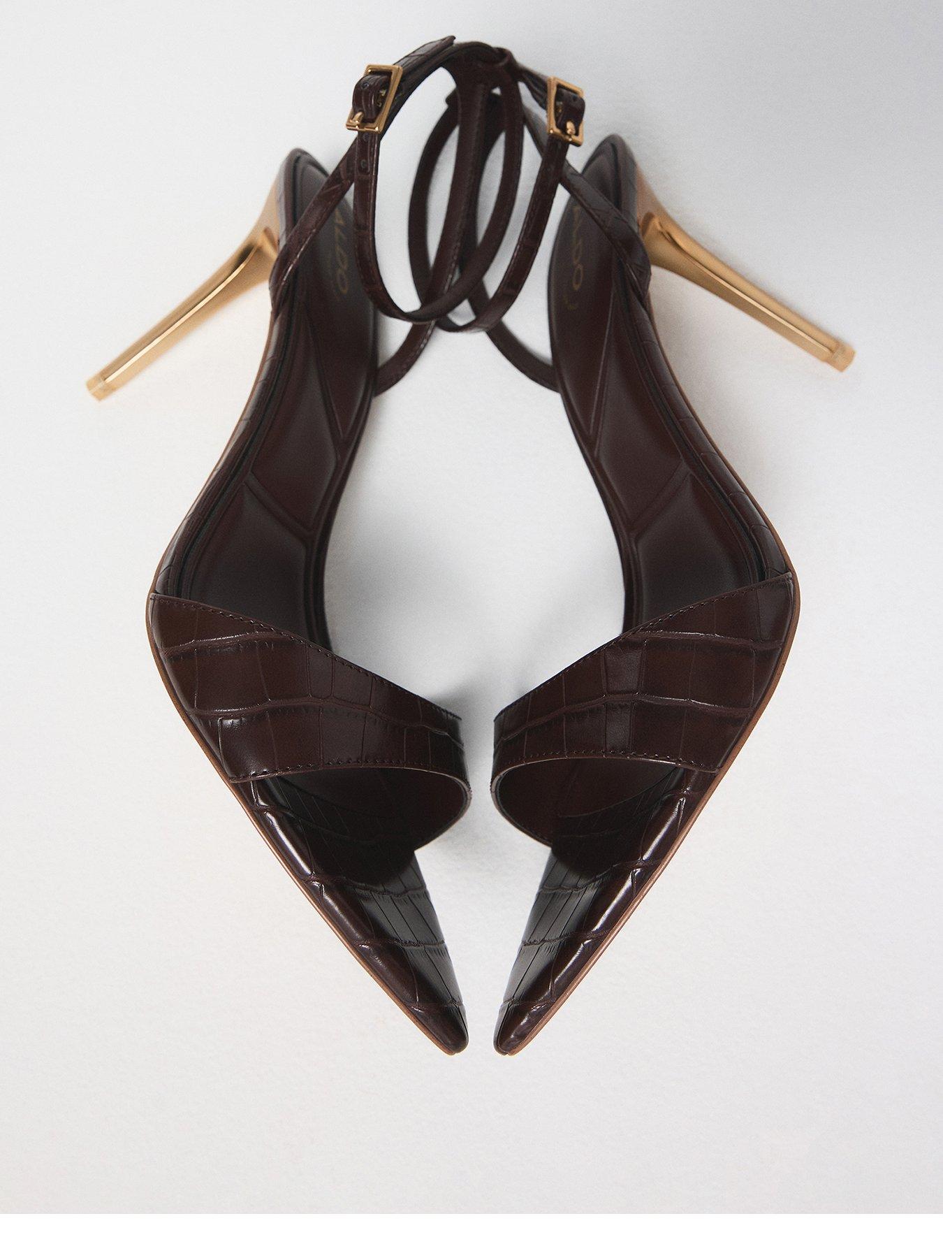 Aldo Leandra Synthetic Heeled Sandals - Dark Brown