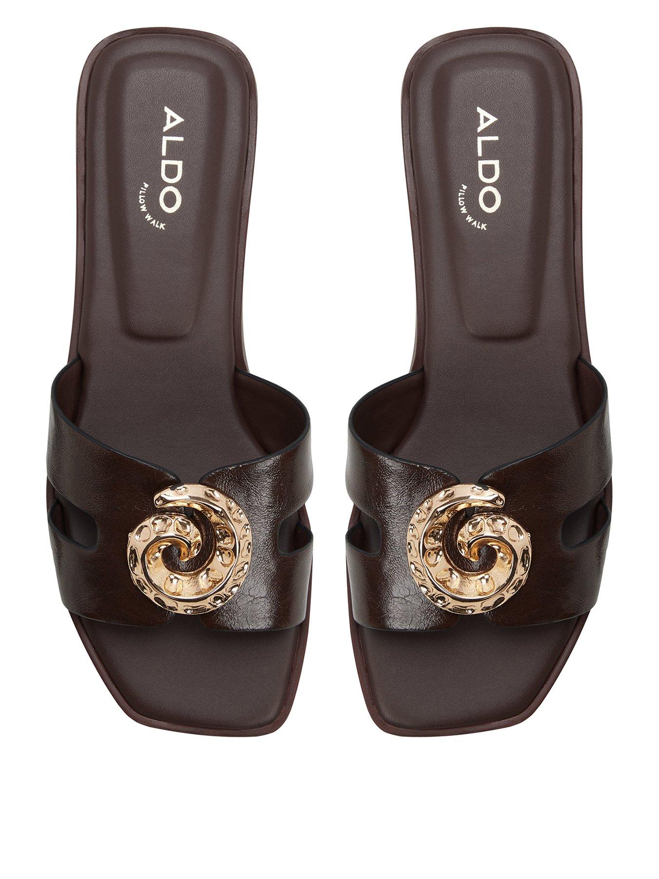 Aldo Khali Synthetic Flat Sandals - Dark Brown