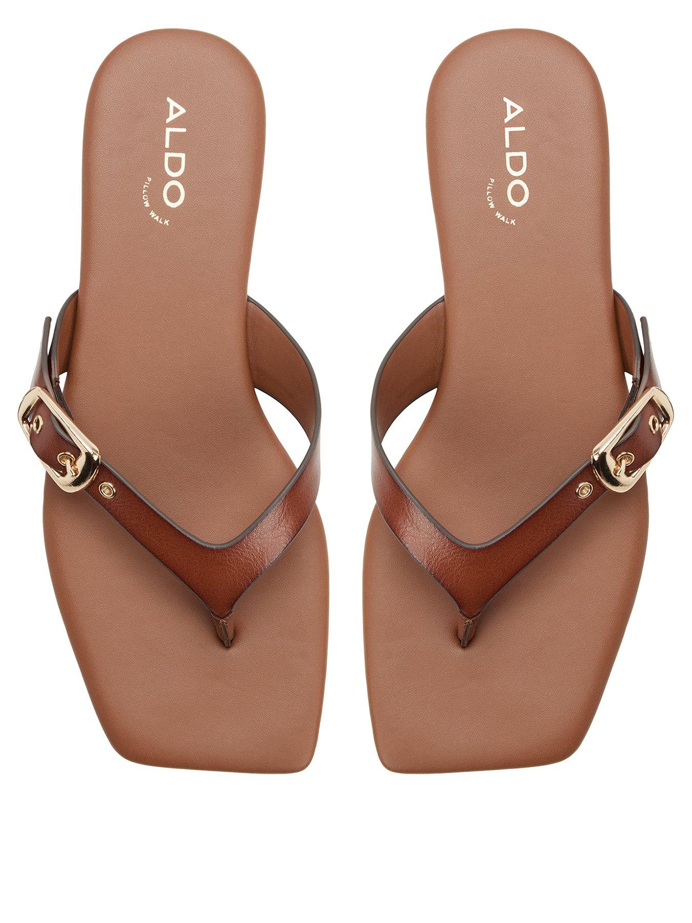 Aldo Leonnia Synthetic Flat Sandals - Medium Brown