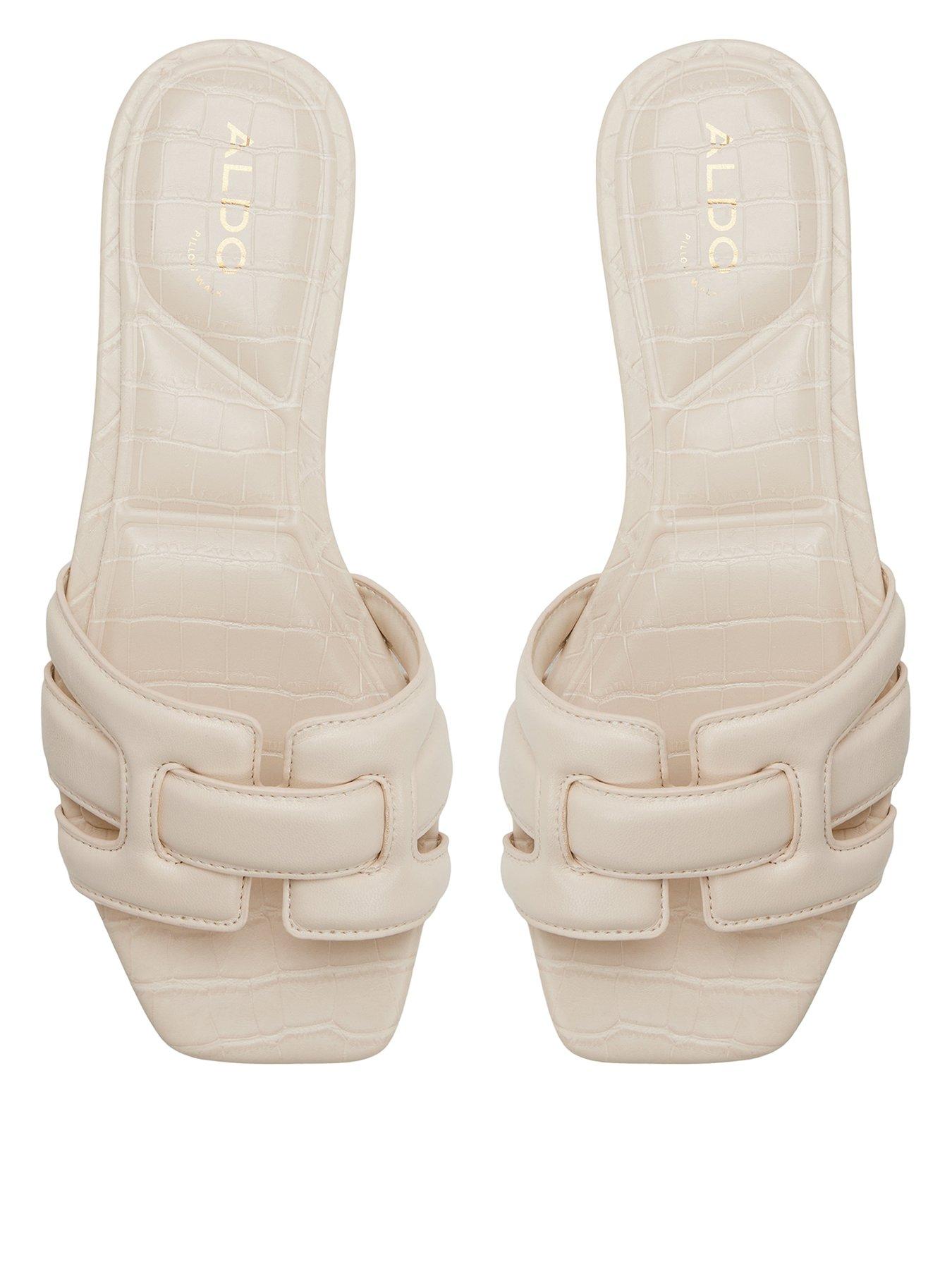 Aldo Elenaria Synthetic Flat Sandals - Cream