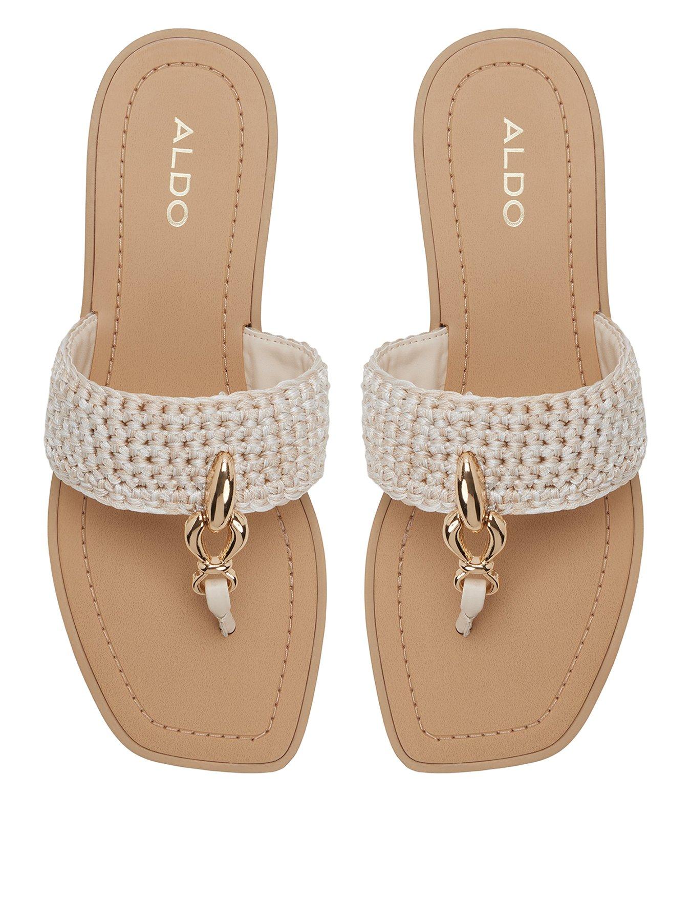Aldo Madaline Textile Flat Sandals - Beige