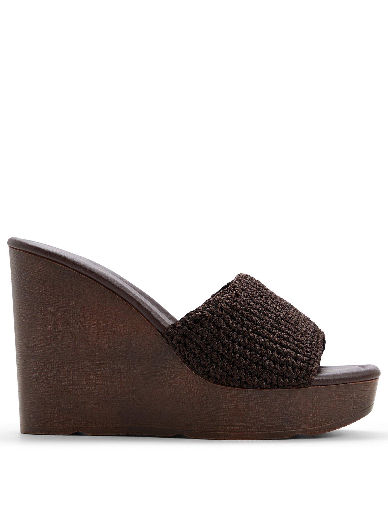Image 2 of 5 of Aldo Grounded Textile Wedge Sandals - Dark Brown