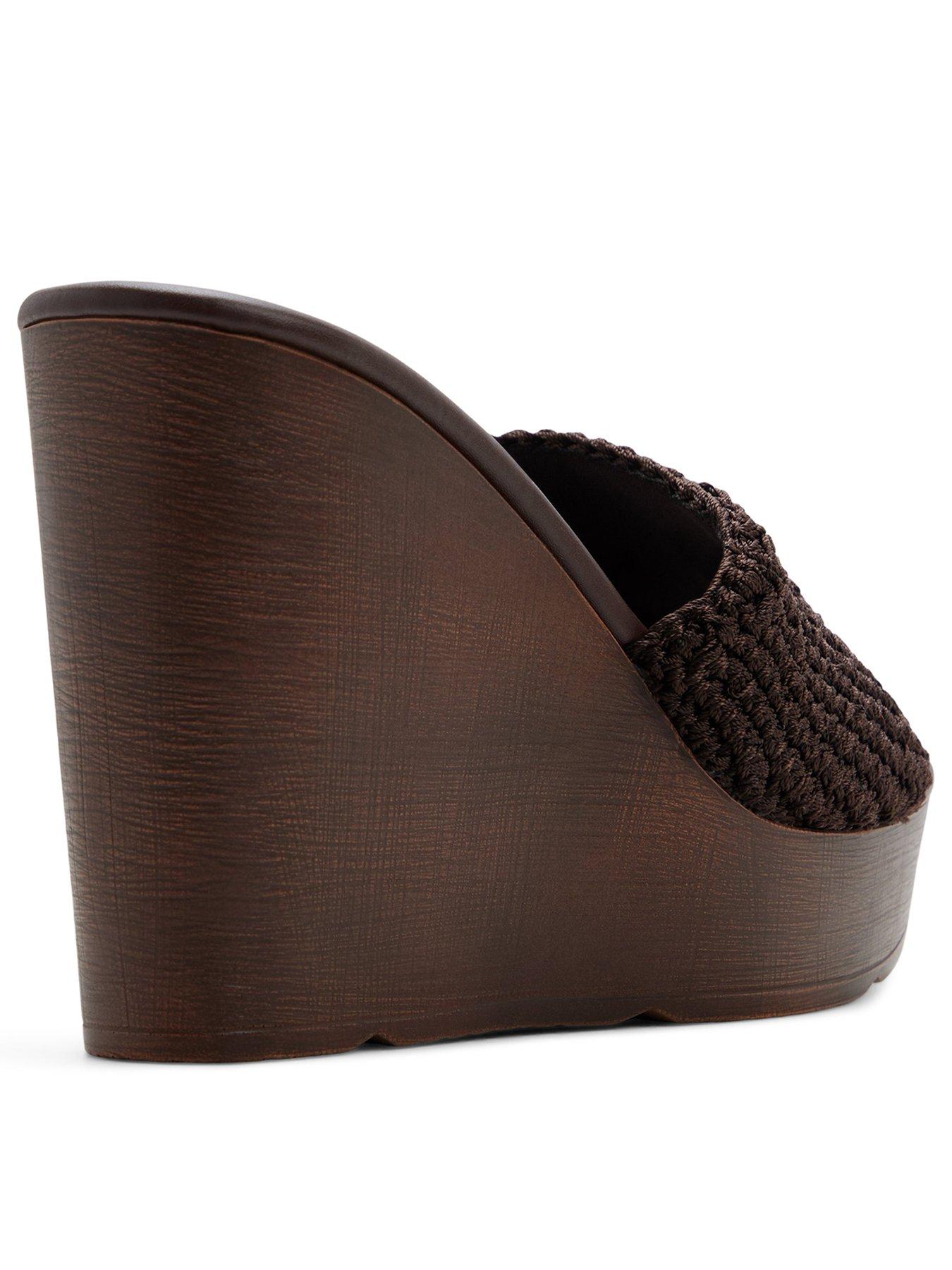 Image 3 of 5 of Aldo Grounded Textile Wedge Sandals - Dark Brown
