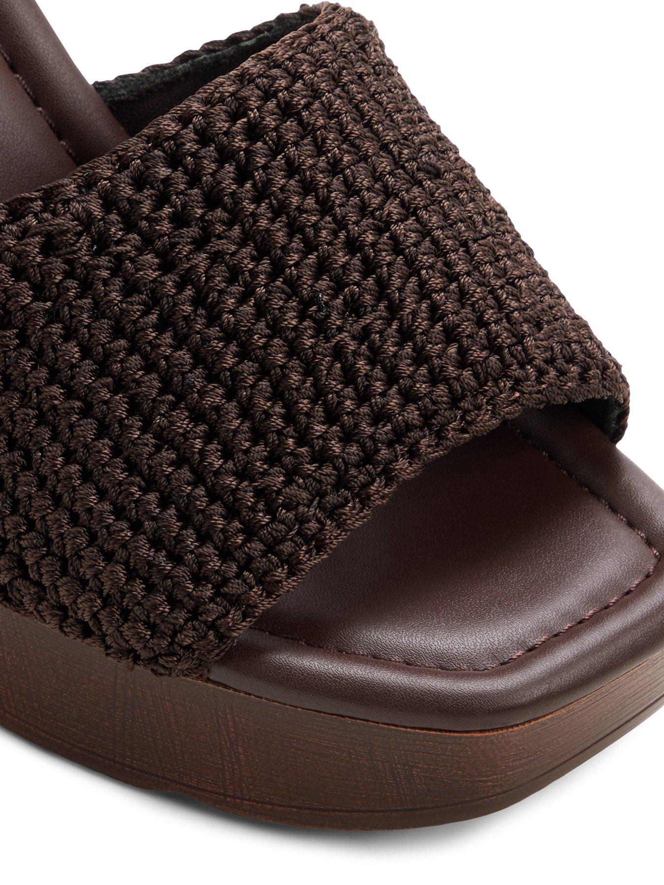 Image 5 of 5 of Aldo Grounded Textile Wedge Sandals - Dark Brown