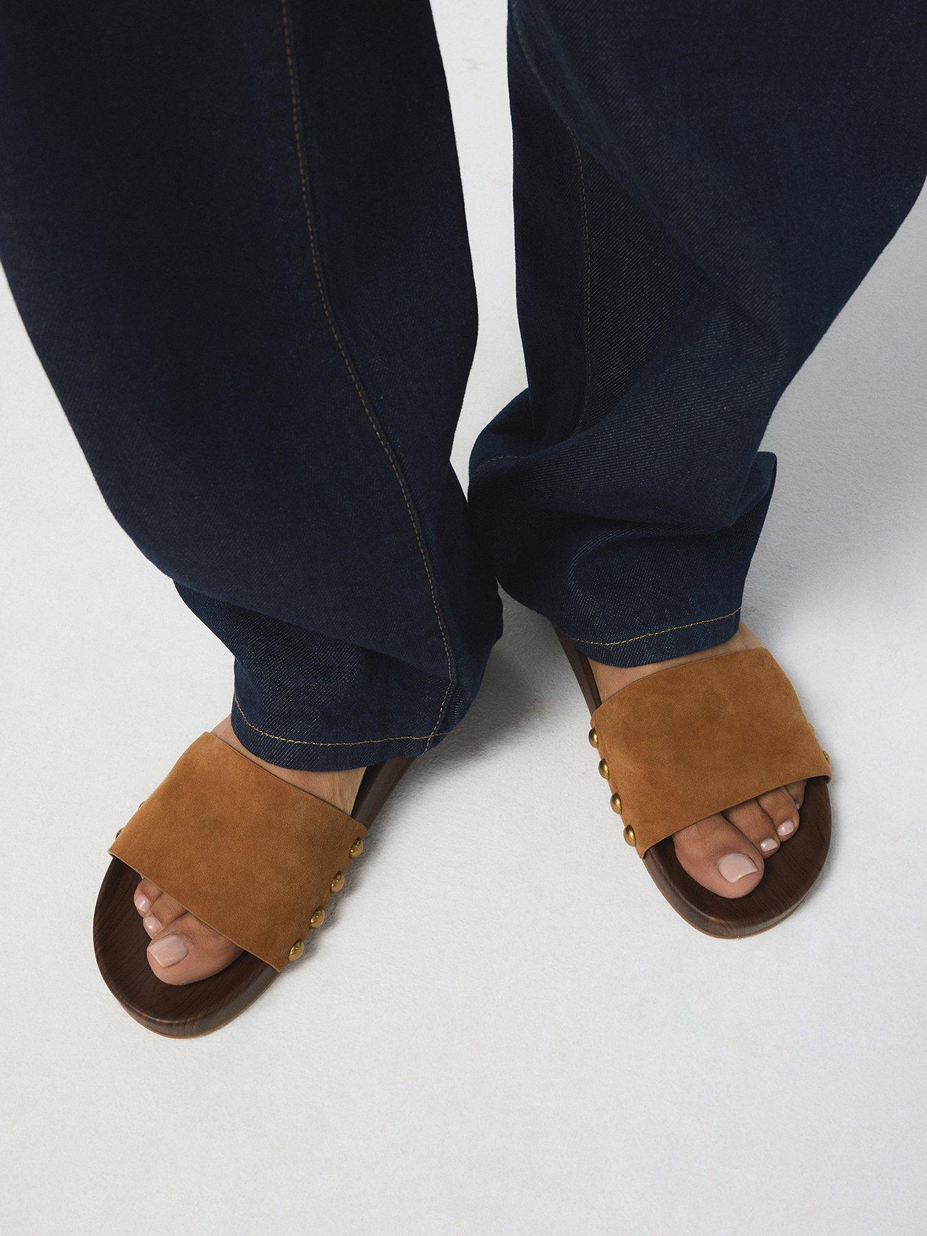 Aldo Rooted Leather Footbed Sandals - Light Brown