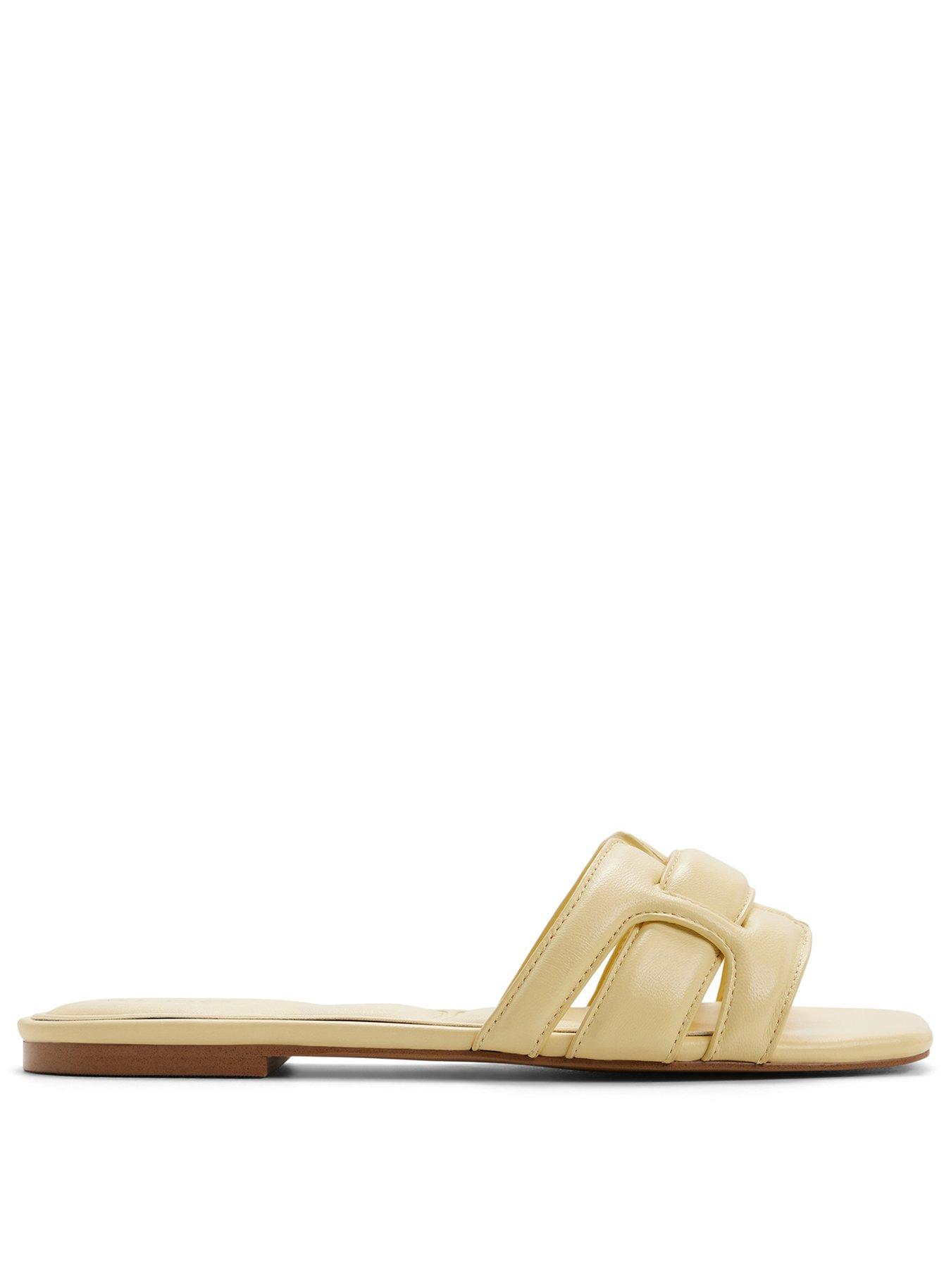 Image 2 of 5 of Aldo Elenaria Leather Flat Sandals - Light Yellow