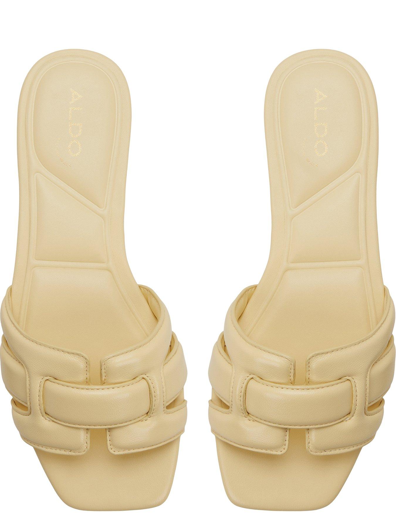 Image 4 of 5 of Aldo Elenaria Leather Flat Sandals - Light Yellow