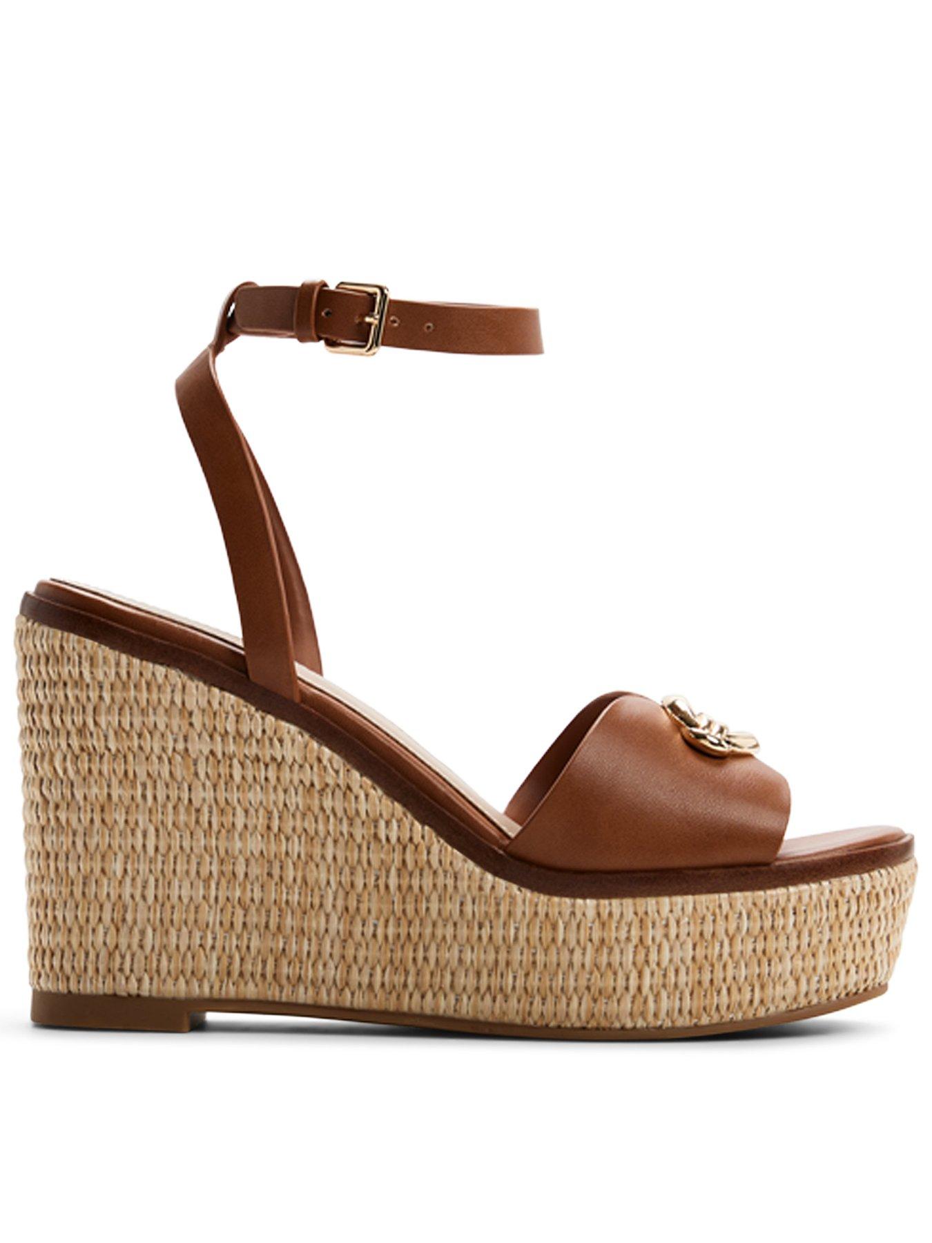 Image 1 of 5 of Aldo Carrabririel Synthetic Wedge Sandals - Medium Brown