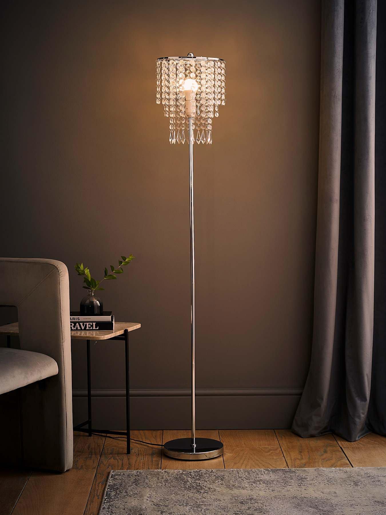 Image 5 of 7 of ValueLights Bronte Floor Lamp With Clear Acrylic Droplet Shade