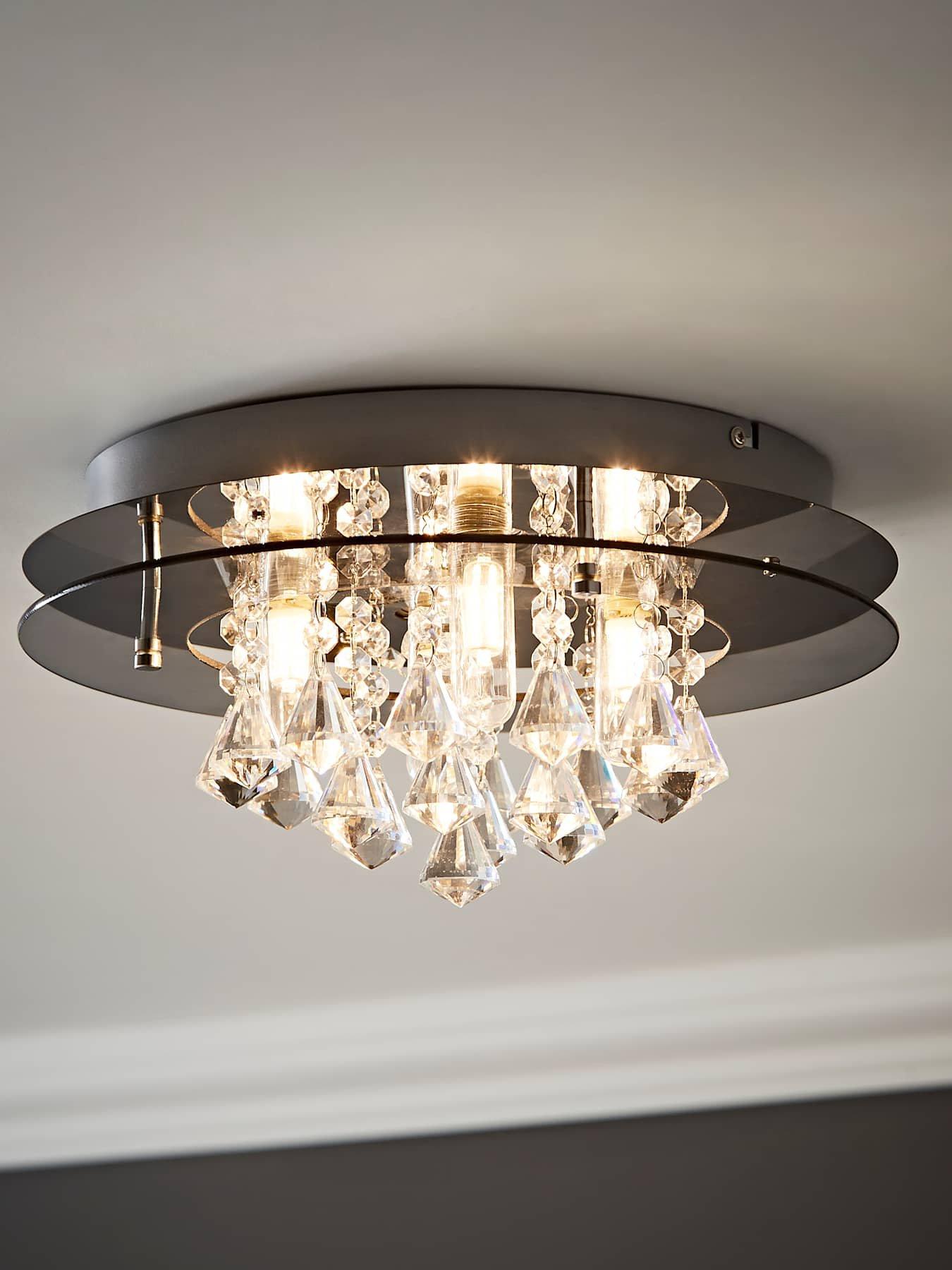 ValueLights Romano Crystal Droplet  Flush Ceiling Light