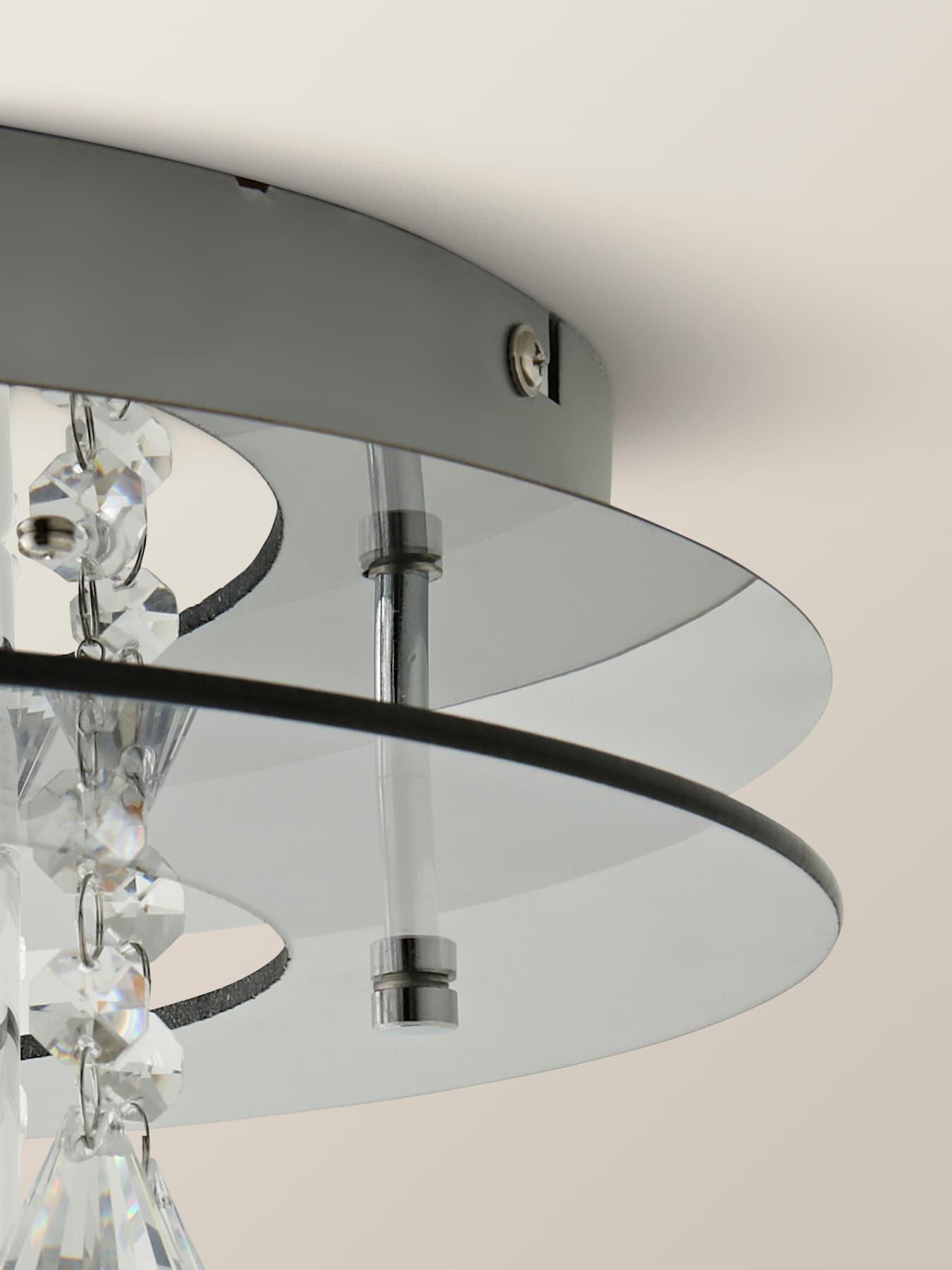Image 3 of 6 of ValueLights Romano Crystal Droplet Flush Ceiling Light With Bulb X4