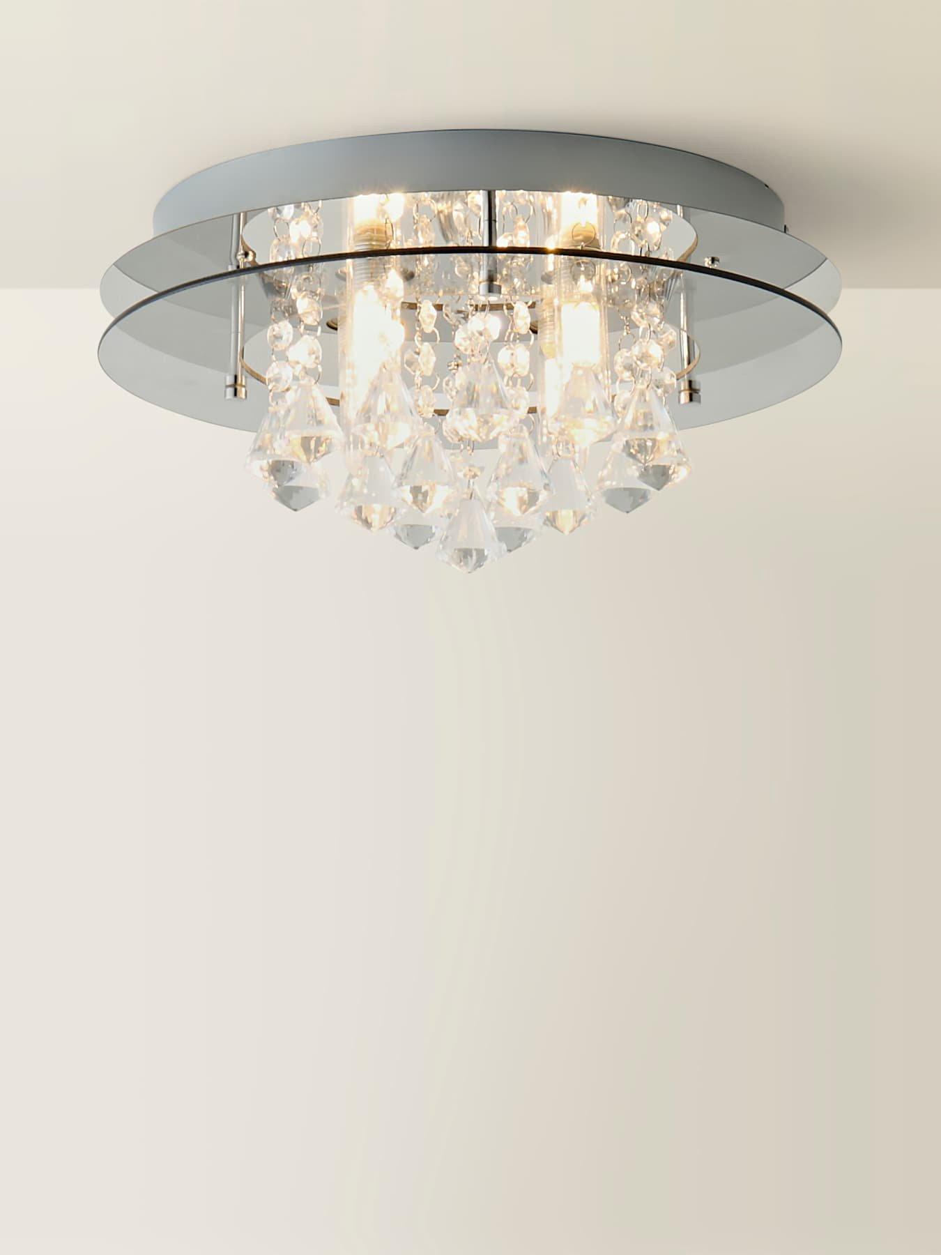 Image 5 of 6 of ValueLights Romano Crystal Droplet Flush Ceiling Light With Bulb X4