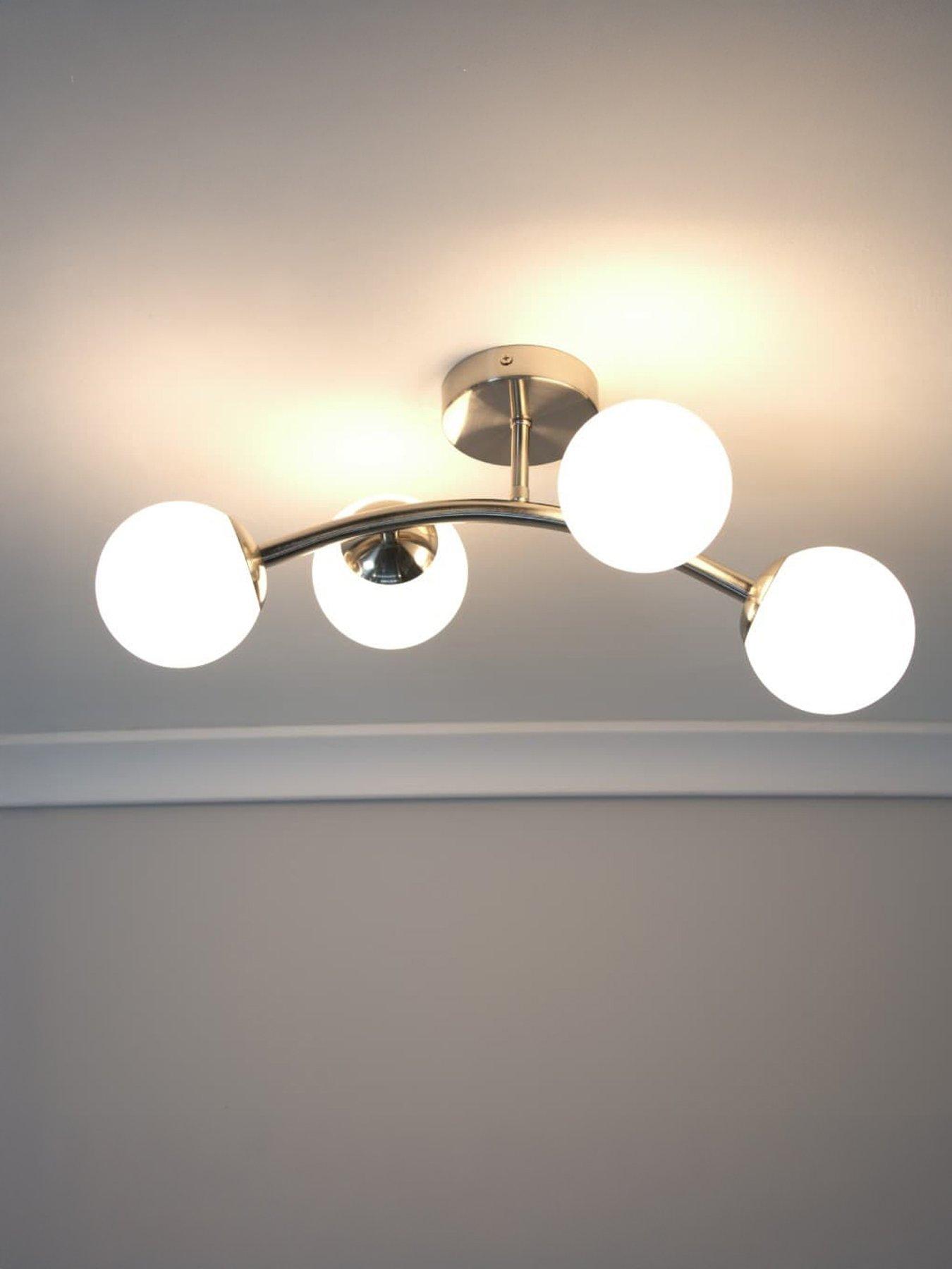 ValueLights Jas Silver Ceiling Light With 4 X Warm White Bulbs