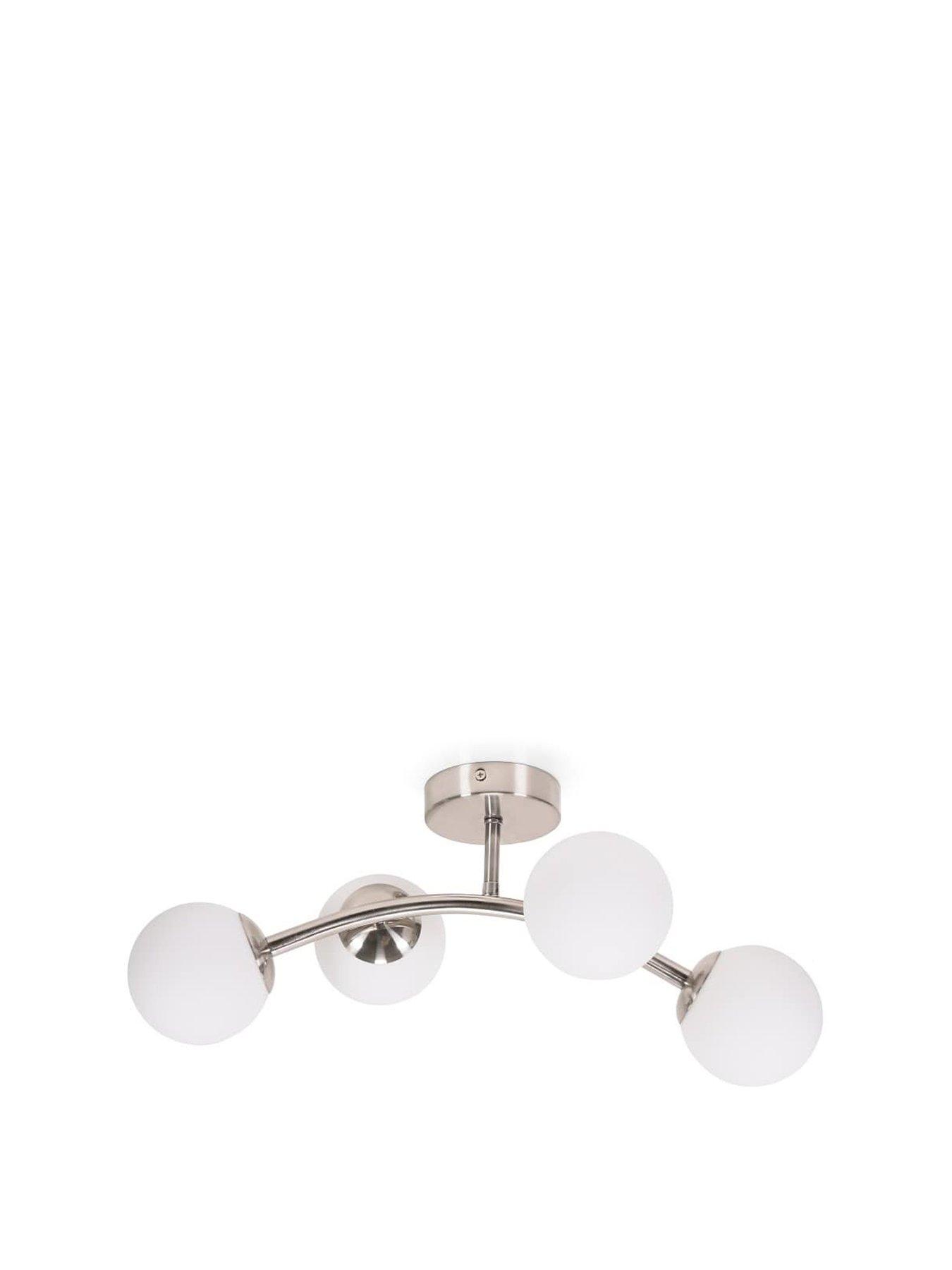 Image 2 of 4 of ValueLights Jas Silver Ceiling Light With 4 X Warm White Bulbs