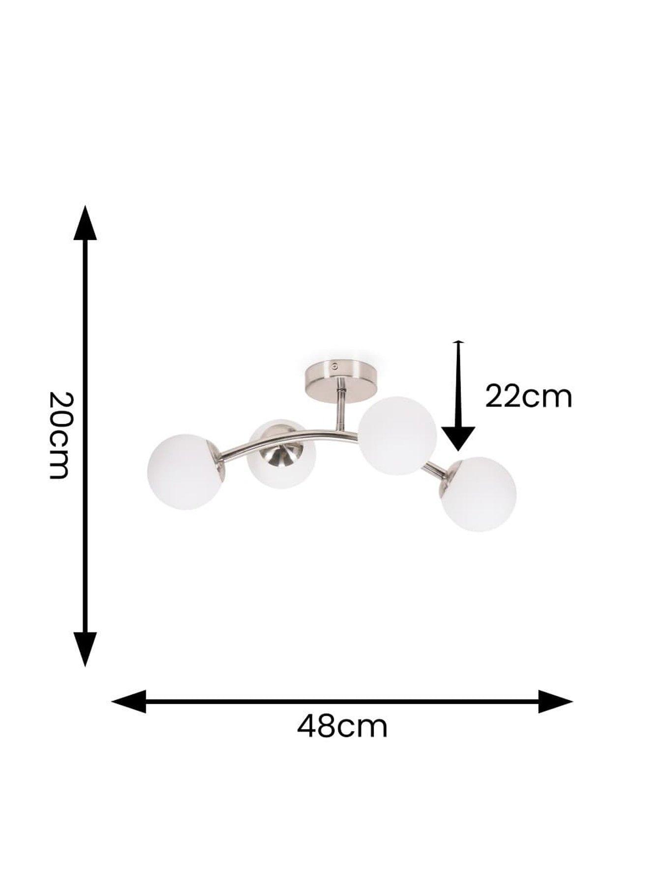 Image 4 of 4 of ValueLights Jas Silver Ceiling Light With 4 X Warm White Bulbs