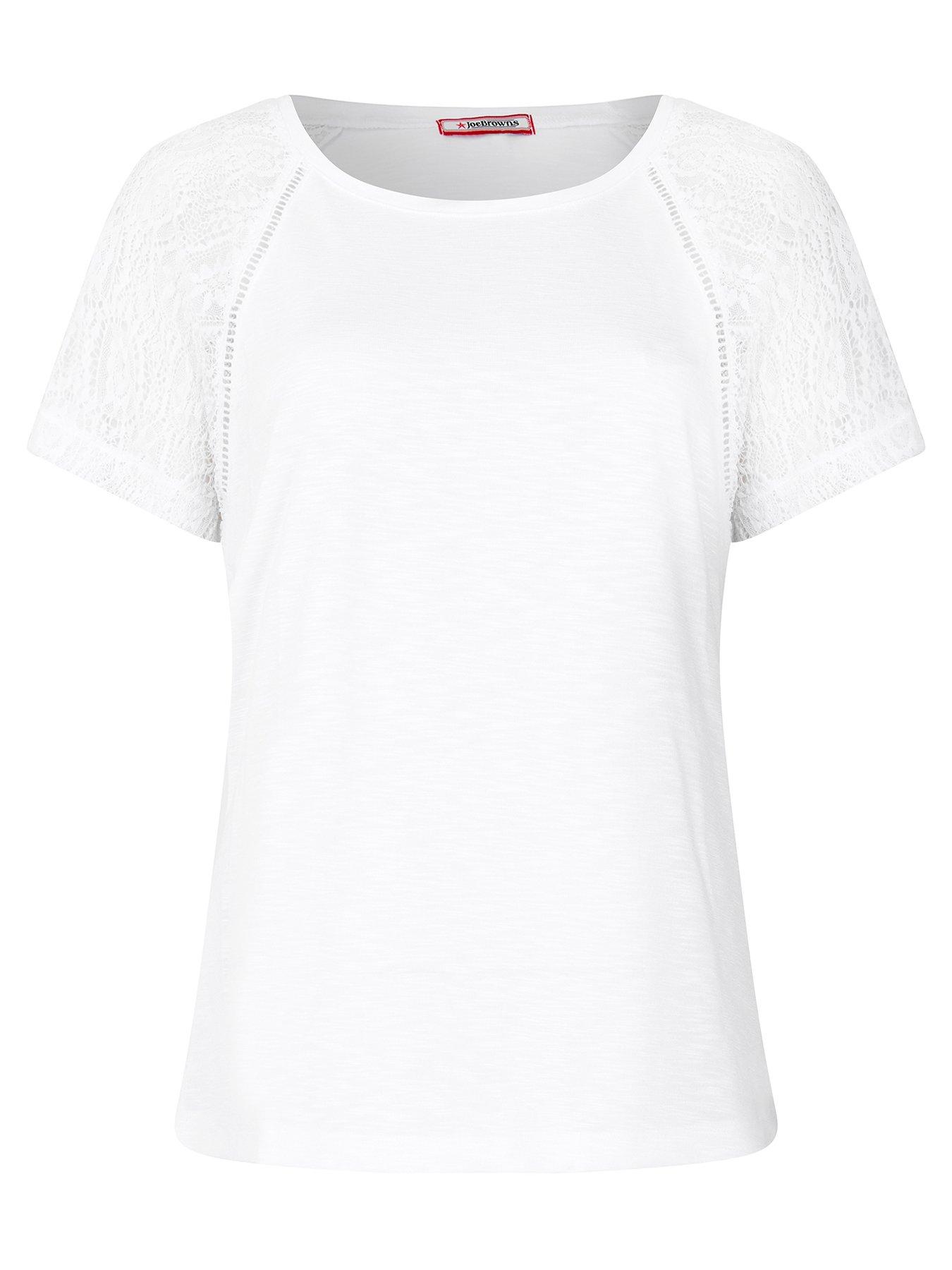 Image 5 of 5 of Joe Browns Suzie Lace Sleeve T-Shirt - White