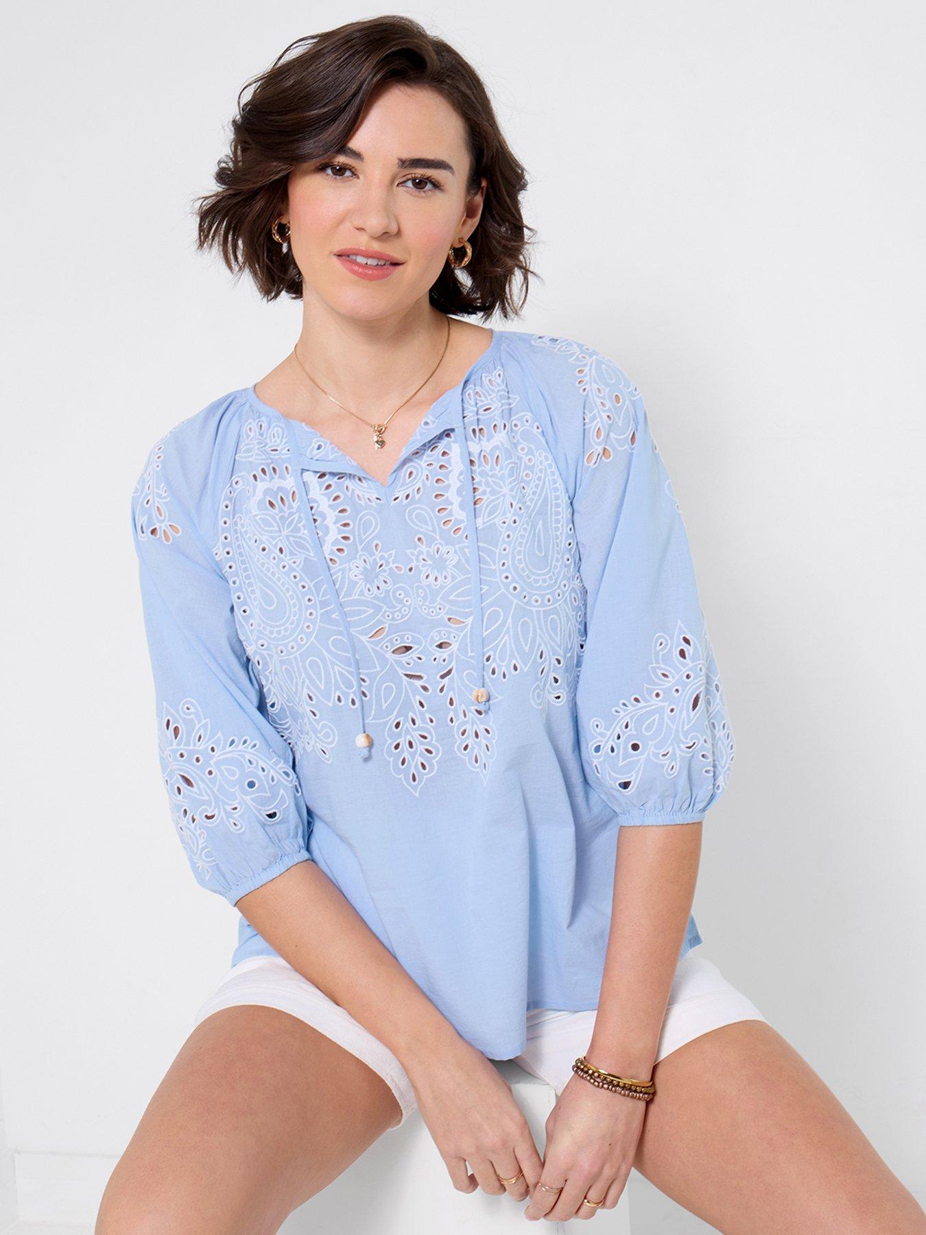 Image 2 of 6 of Joe Browns Skies Embroidered Top - Blue