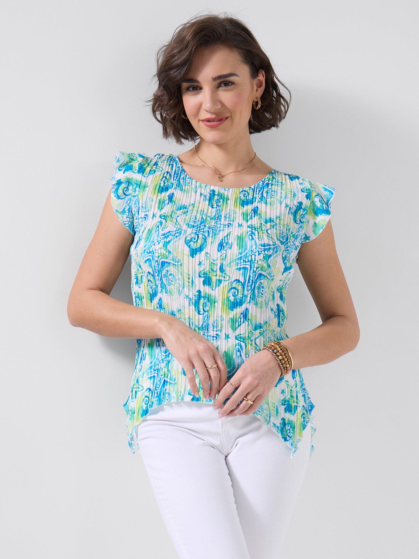 Image 1 of 5 of Joe Browns Clear Waters Printed Plisse Top - Blue