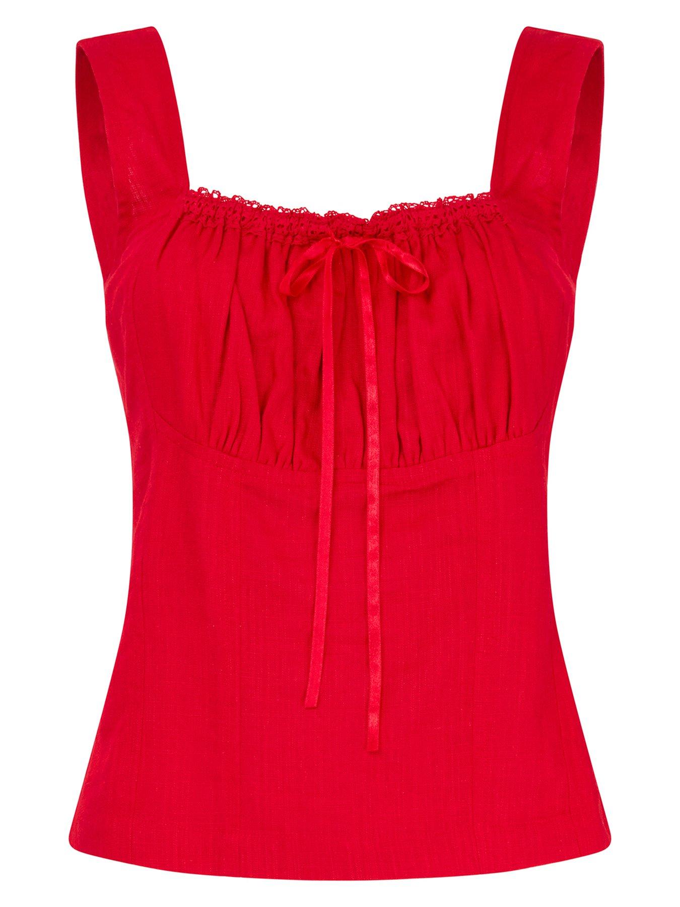 Image 5 of 5 of Joe Browns Linen Blend Summer Top - Red