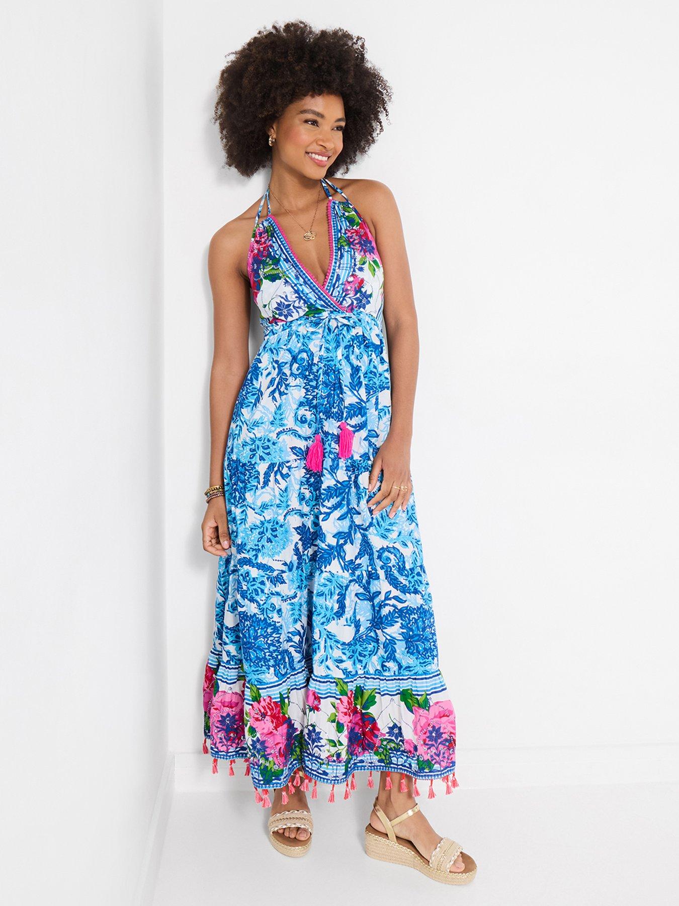 Image 1 of 5 of Joe Browns Arabella Sequin And Embroidered Maxi Dress - Blue