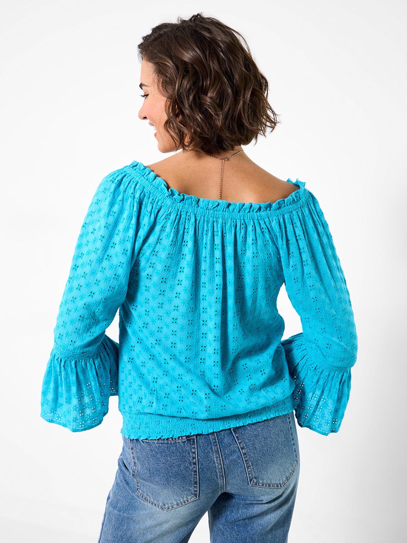 Image 3 of 6 of Joe Browns Perfect Holiday Broderie Top - Blue