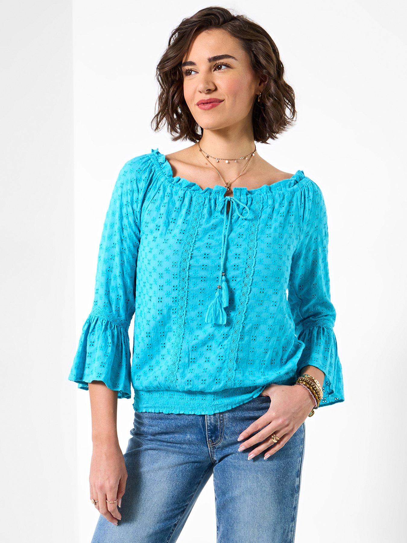 Image 4 of 6 of Joe Browns Perfect Holiday Broderie Top - Blue