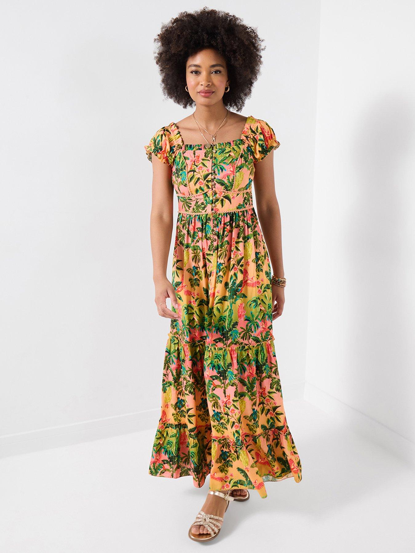 Joe Browns Sunset Beach Printed Maxi Dress - Orange