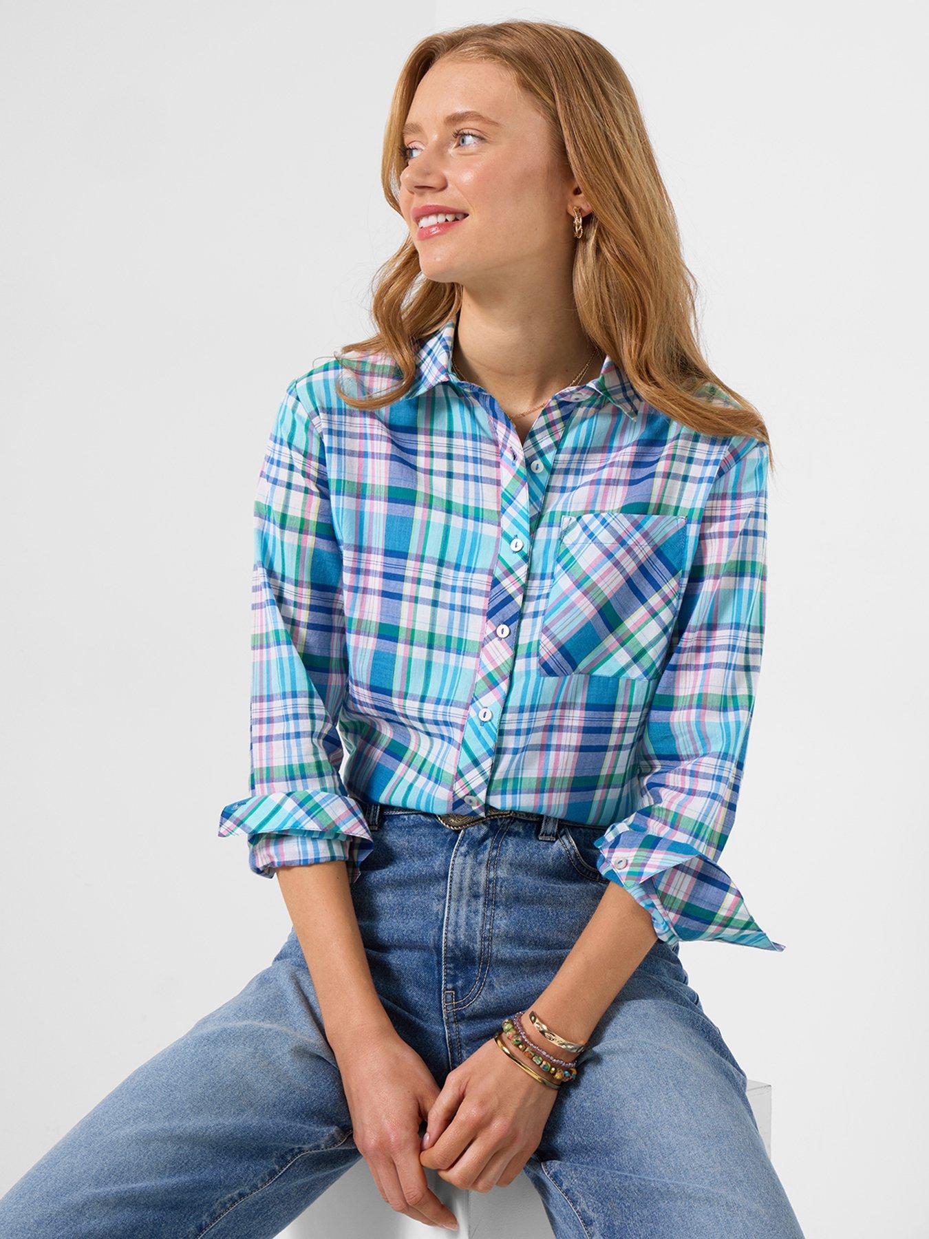 Joe Browns Mix It Up Check And Applique Shirt - Blue