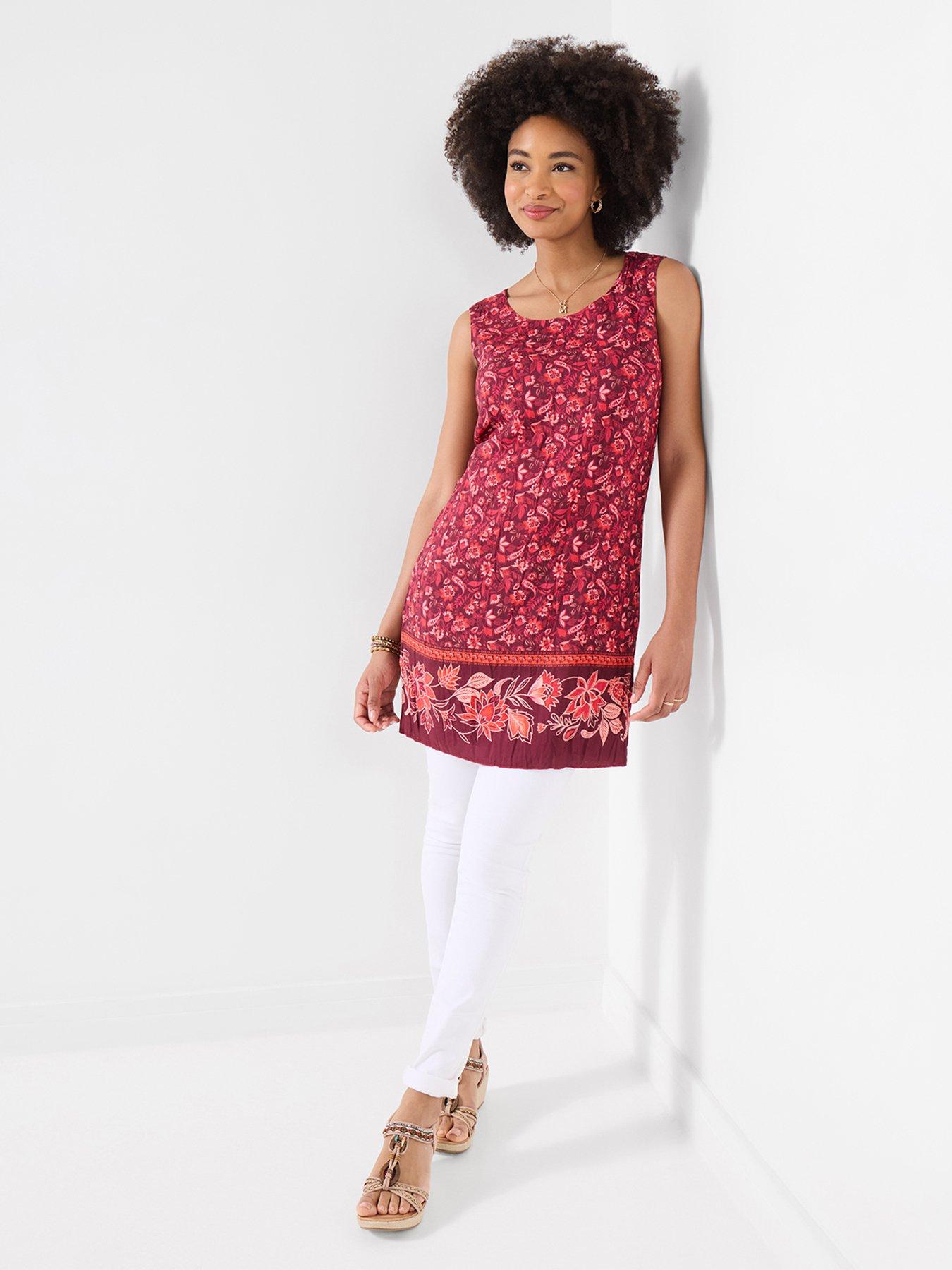 Joe Browns Remarkable Reversible Printed Tunic Top - Red