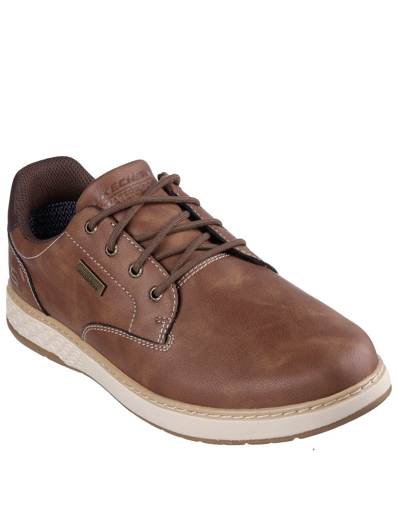 Skechers Skechers Wide Fit Garlan Round Toe Waterproof Lace Up Shoes - Brown