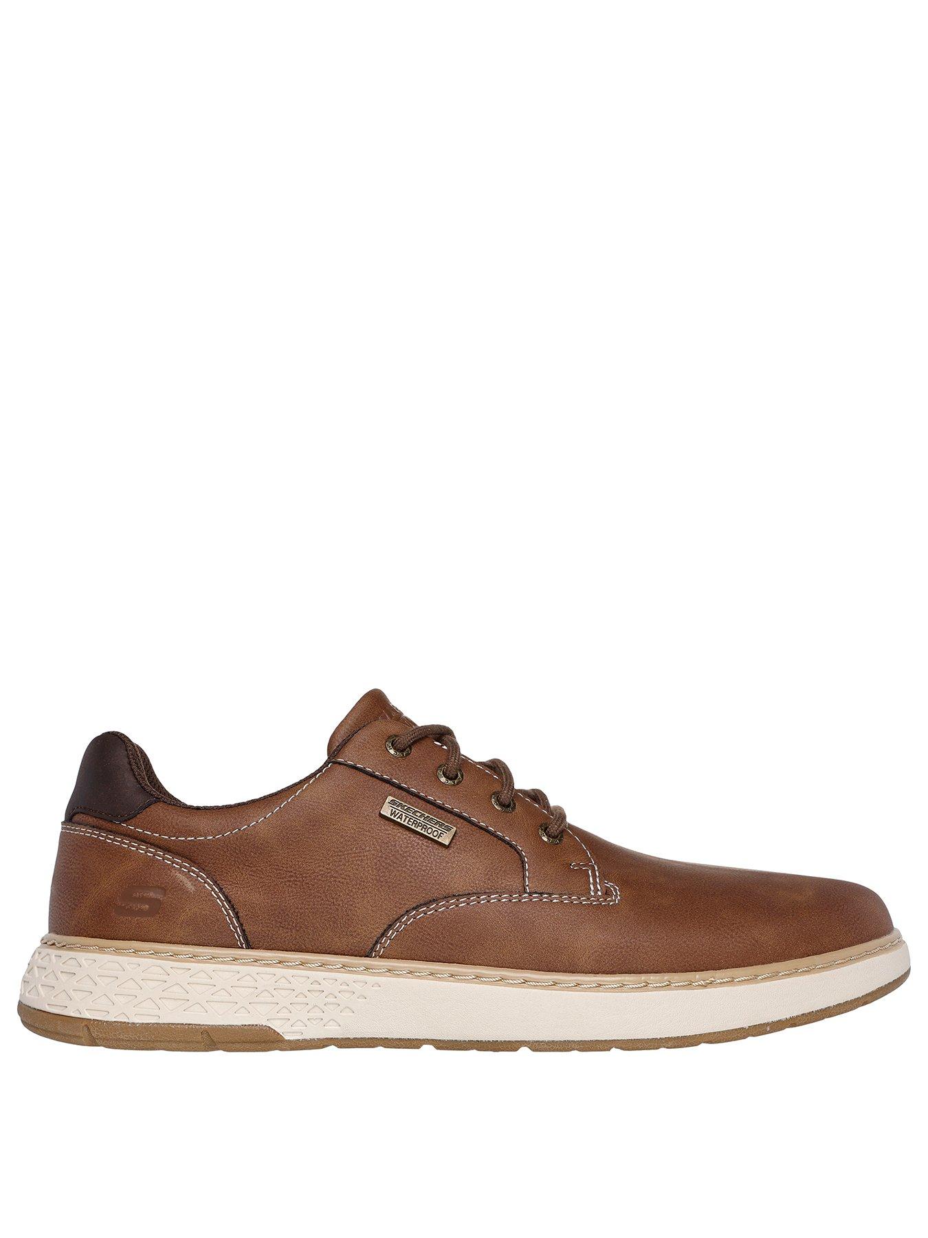 Image 2 of 5 of Skechers Skechers Wide Fit Garlan Round Toe Waterproof Lace Up Shoes - Brown