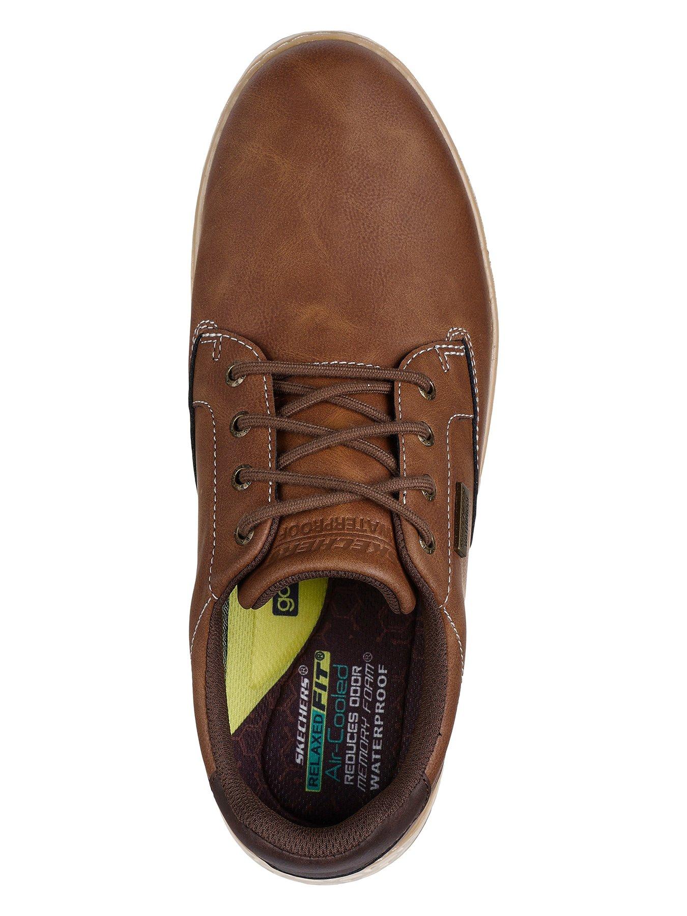 Image 3 of 5 of Skechers Skechers Wide Fit Garlan Round Toe Waterproof Lace Up Shoes - Brown