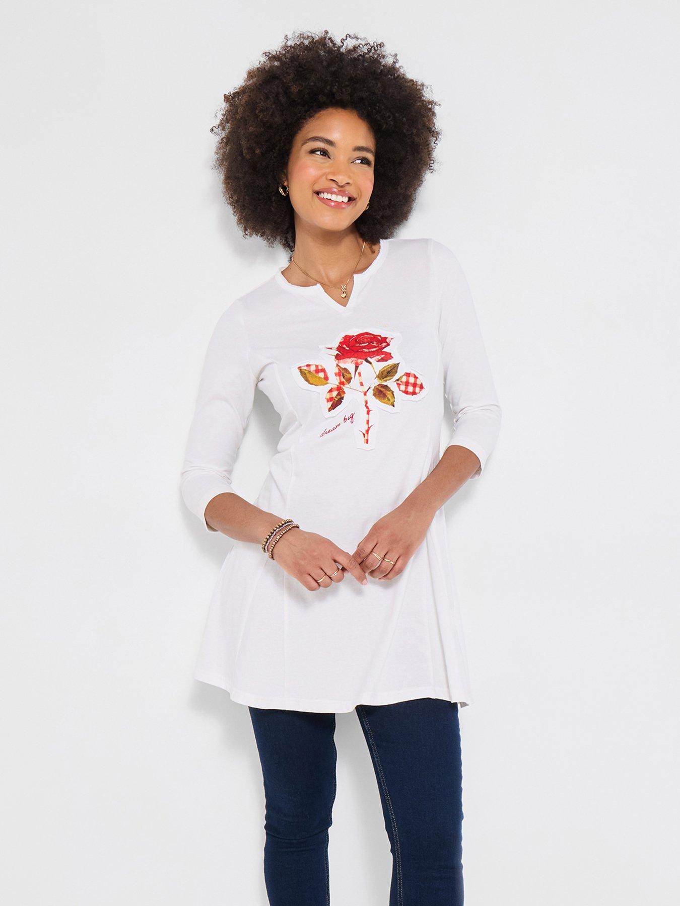 Image 1 of 5 of Joe Browns Wild Roses Graphic Tunic Top - White