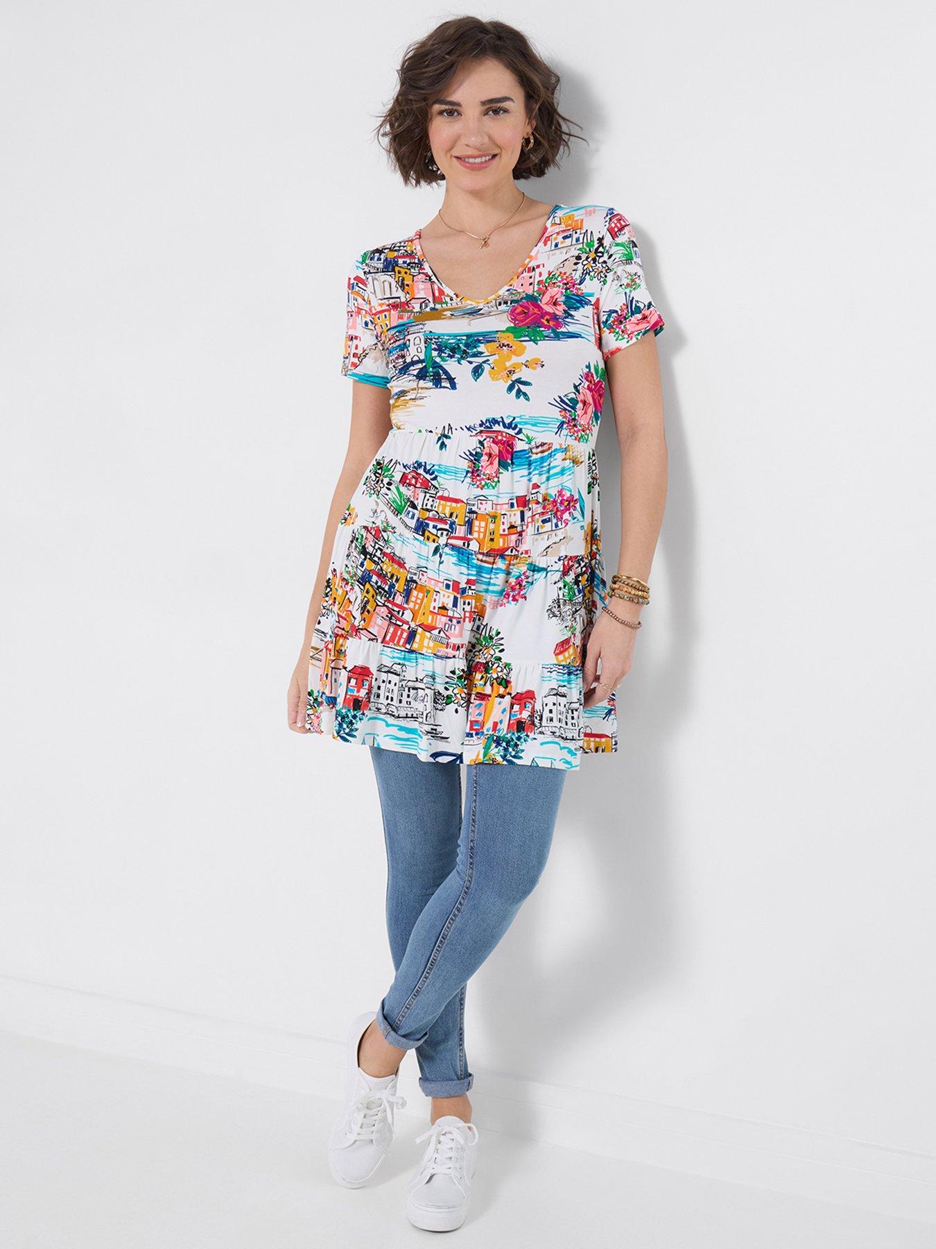 Image 1 of 5 of Joe Browns Sunny Scenic Jersey Tunic Top - White