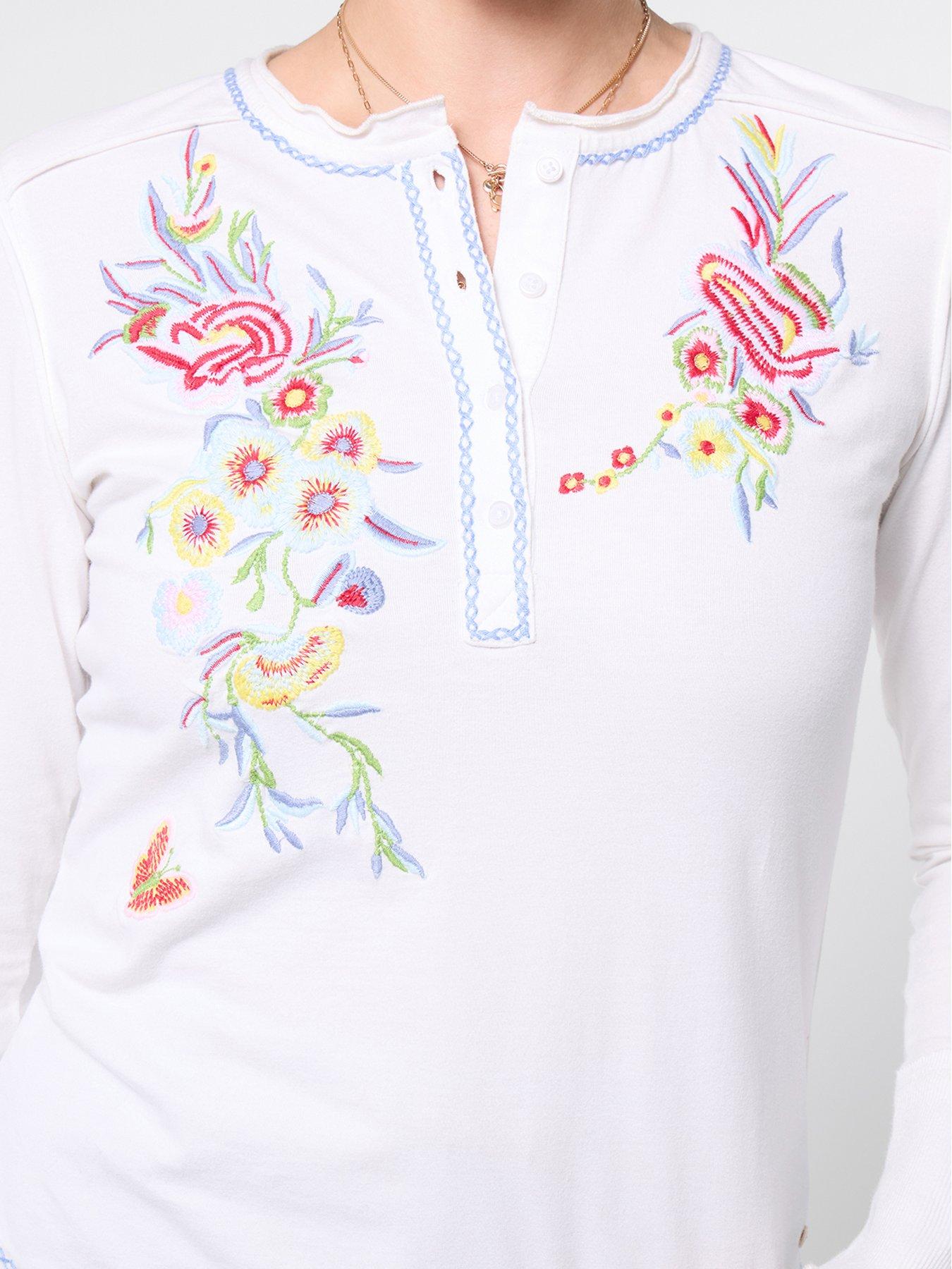 Image 3 of 5 of Joe Browns Remarkable Embroidered Henley Top - White