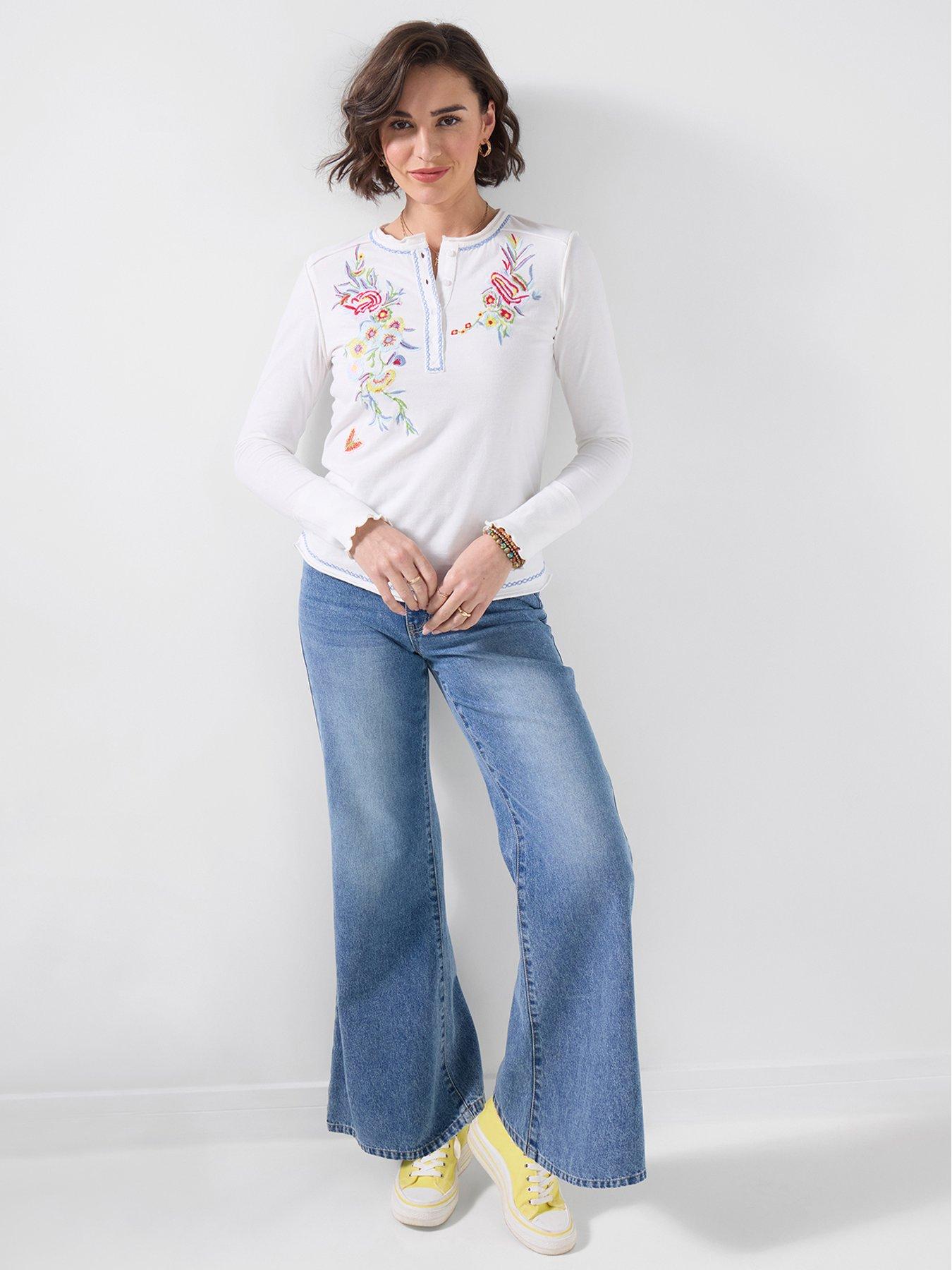 Image 4 of 5 of Joe Browns Remarkable Embroidered Henley Top - White