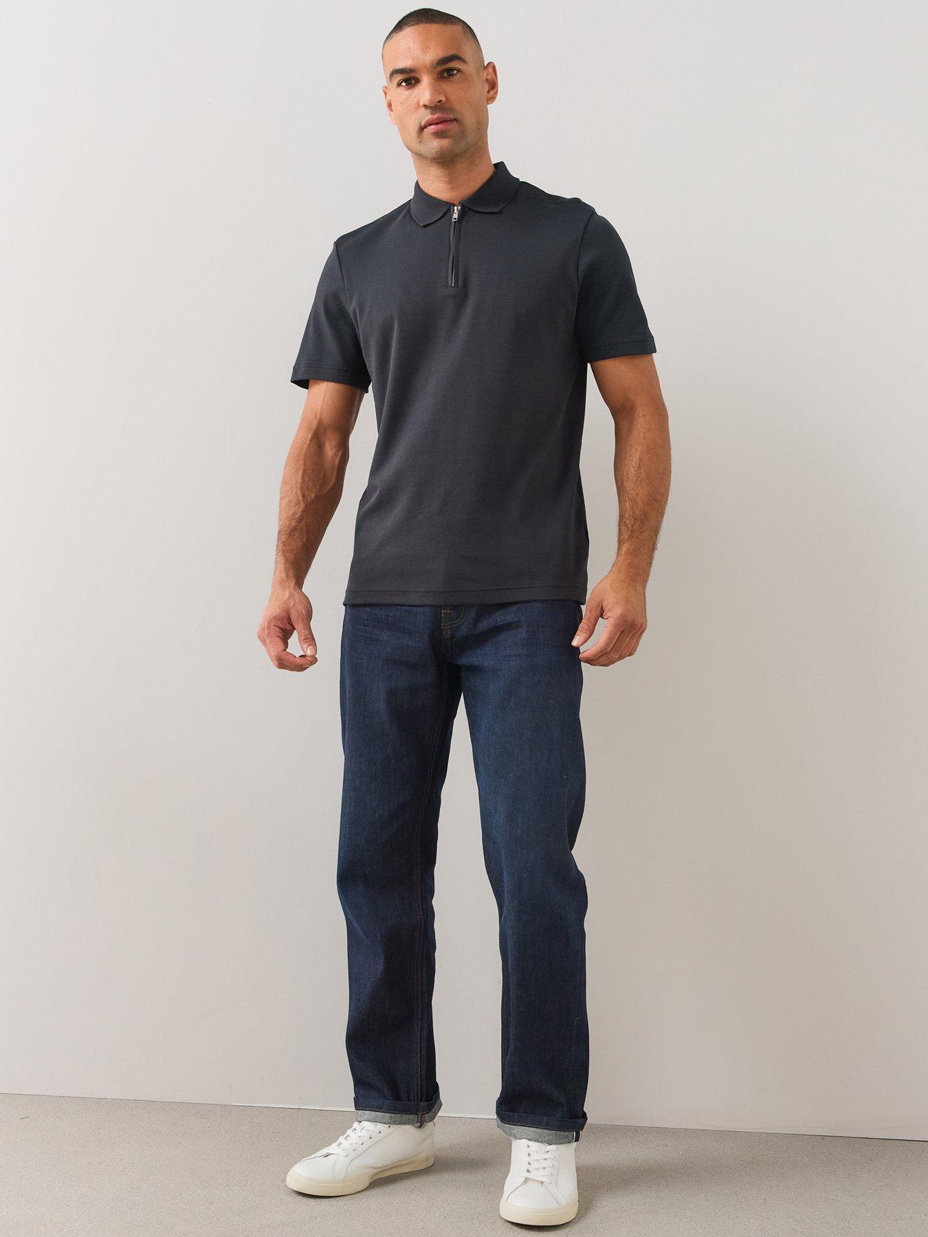 Image 3 of 6 of The Very Collection Mens Pure Cotton Interlock 1/4 Zip Smart Polo - Black