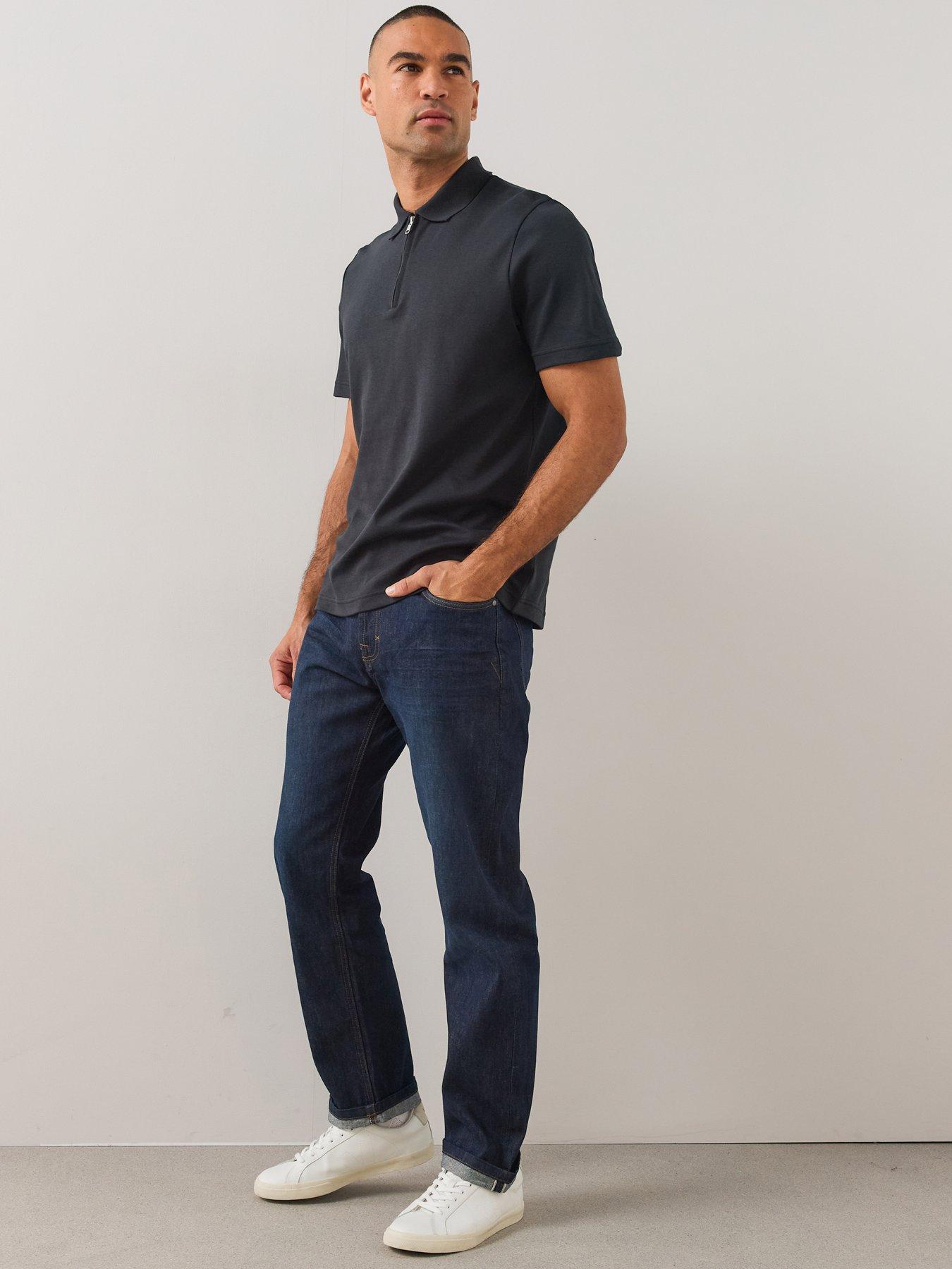 Image 6 of 6 of The Very Collection Mens Pure Cotton Interlock 1/4 Zip Smart Polo - Black