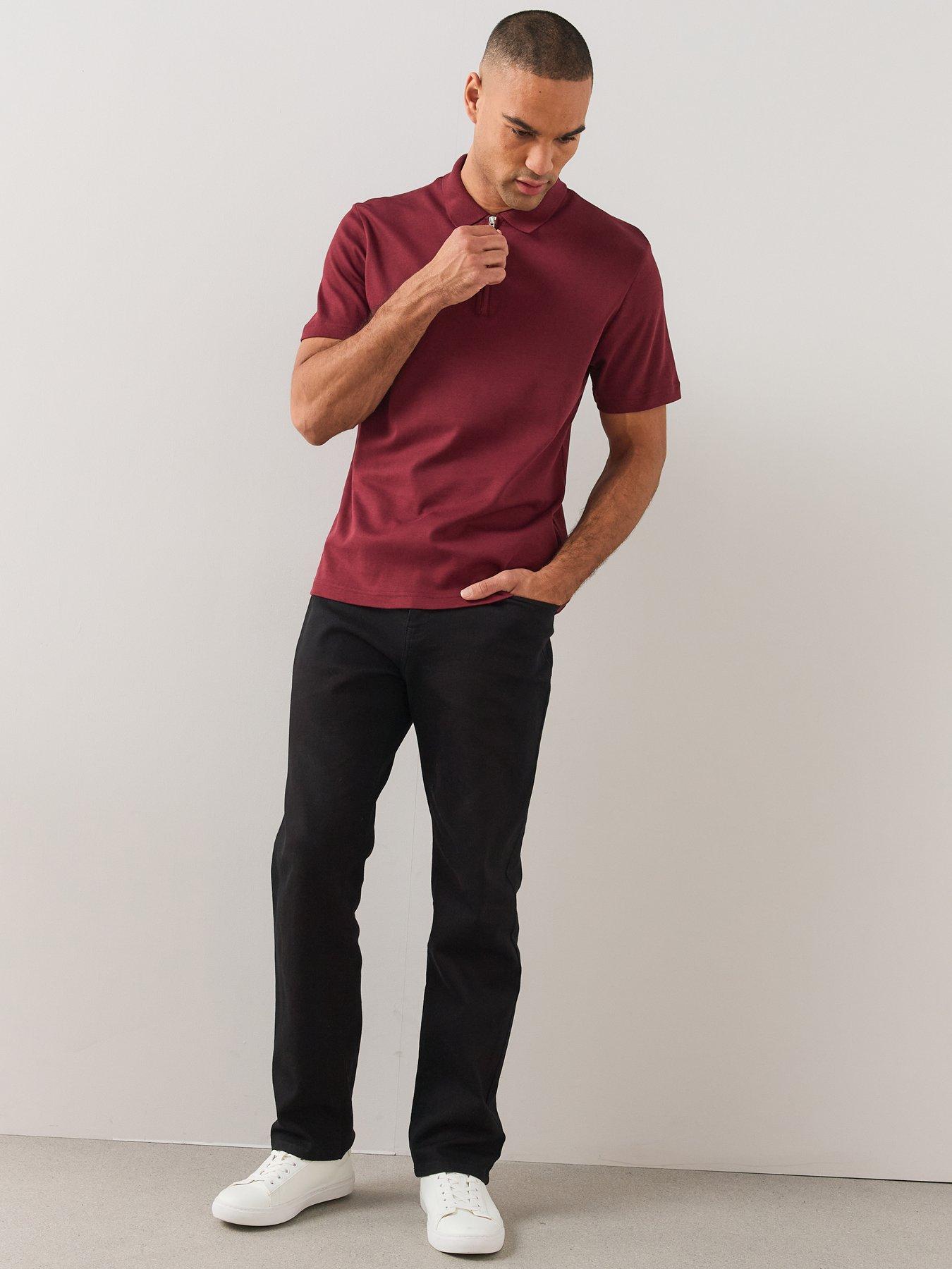 Image 3 of 6 of The Very Collection Pure Cotton Interlock 1/4 Zip Smart Polo - Burgundy